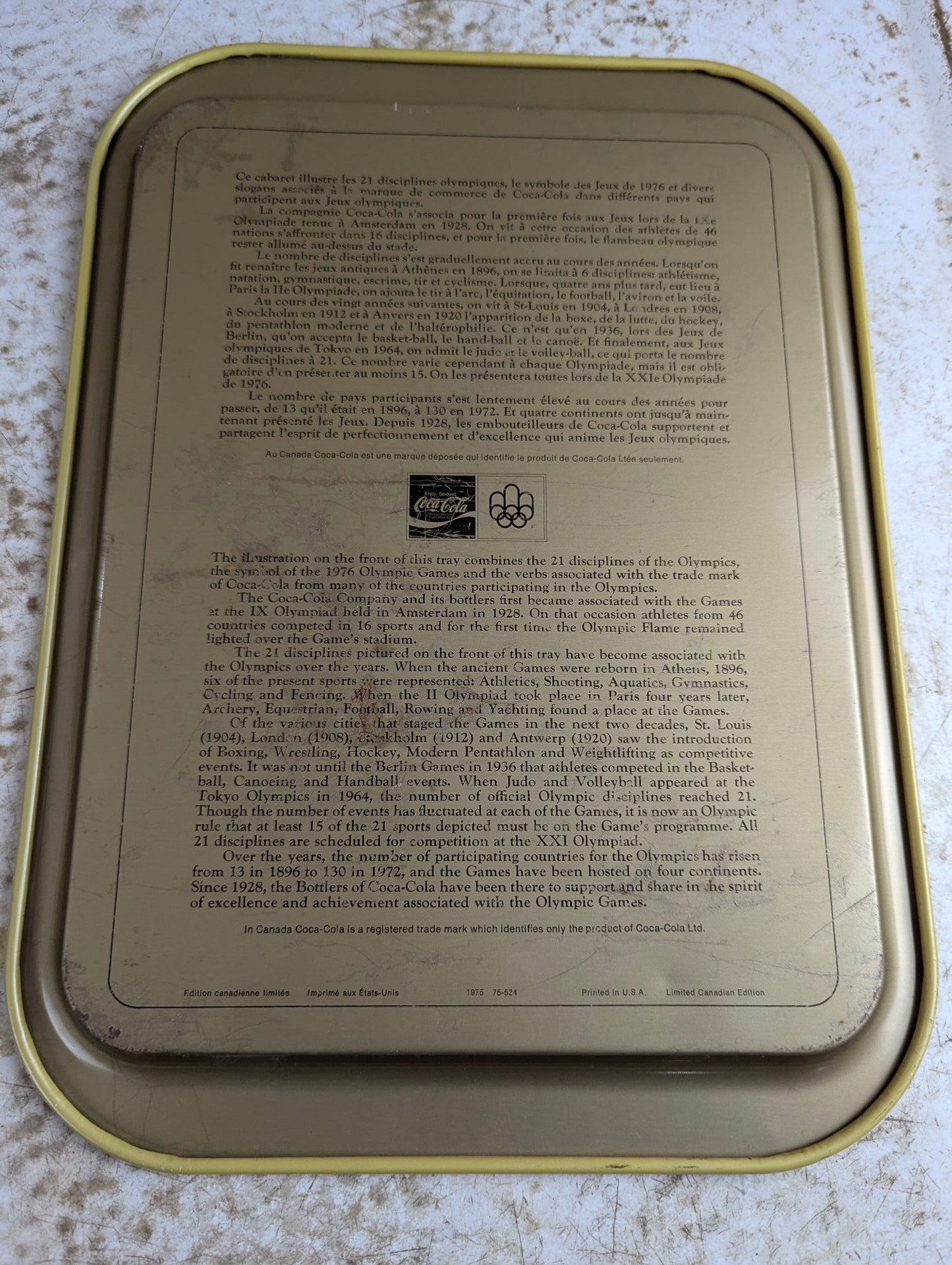 1976 Montreal Olympics Coca-Cola Serving Tray 15" x 11"