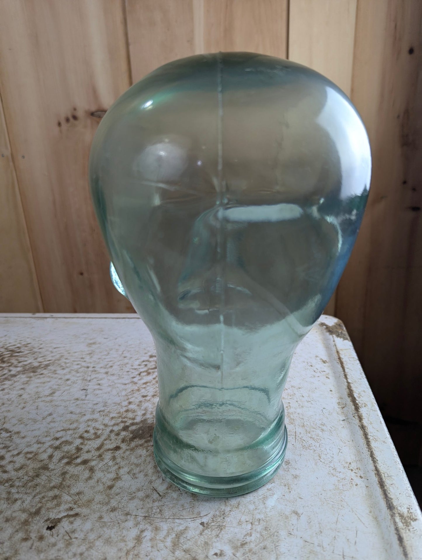 Vintage Green Glass Mannequin Head Display
