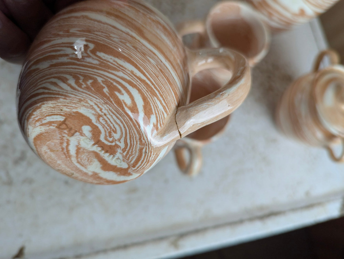 1960s Agateware 7-Piece Studio Pottery Set