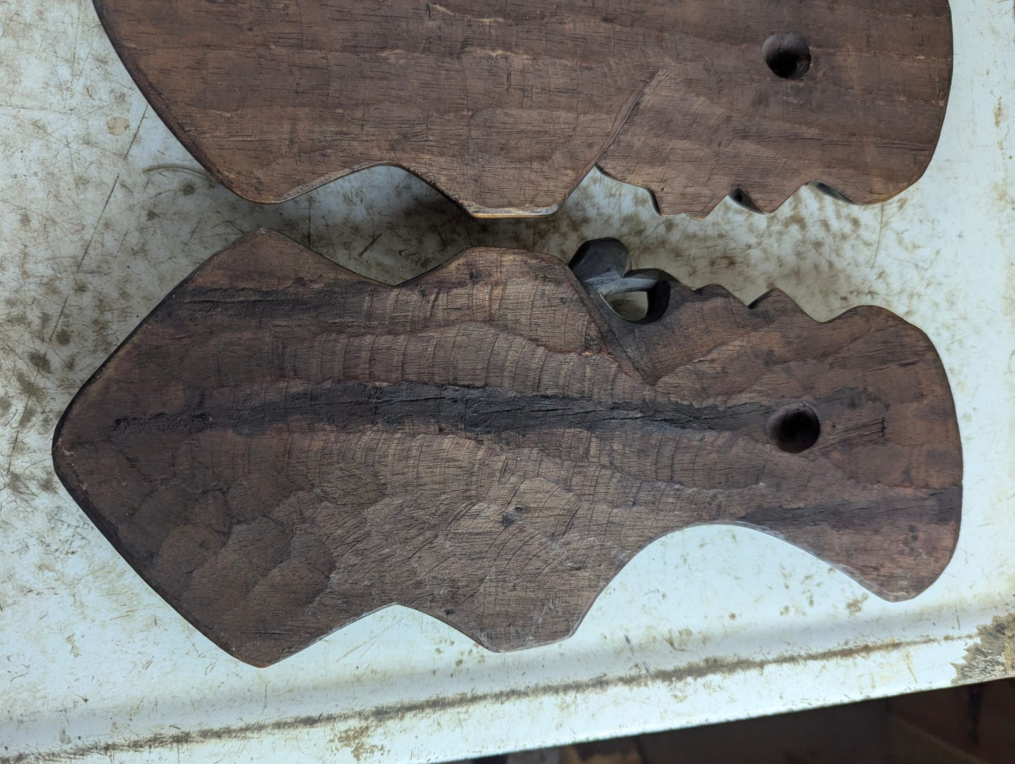 Pair of Mid-Century Hand-Carved African Hardwood Wall Profile Sculptures