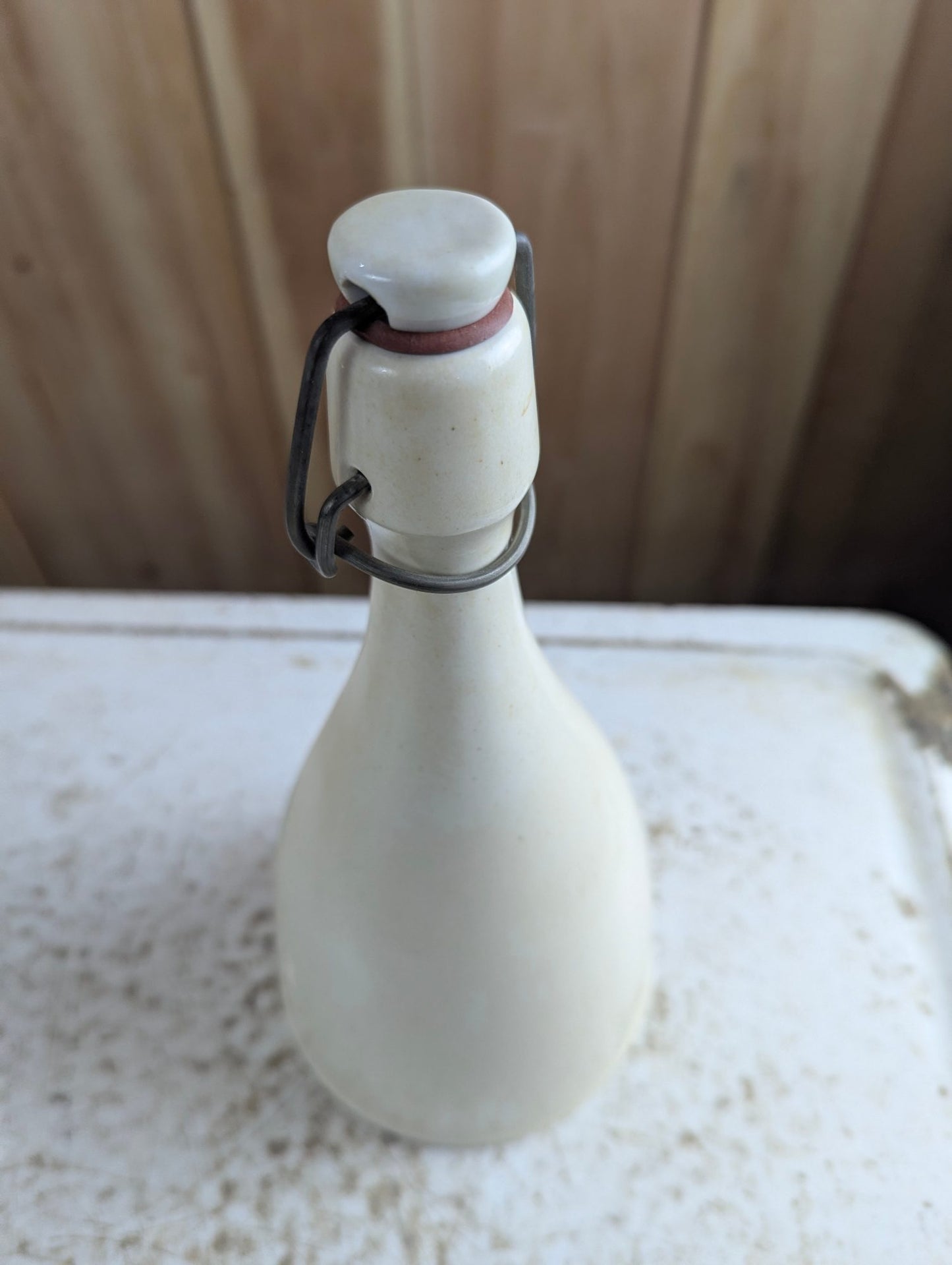 Vintage Stoneware Apple Design Milk Bottle