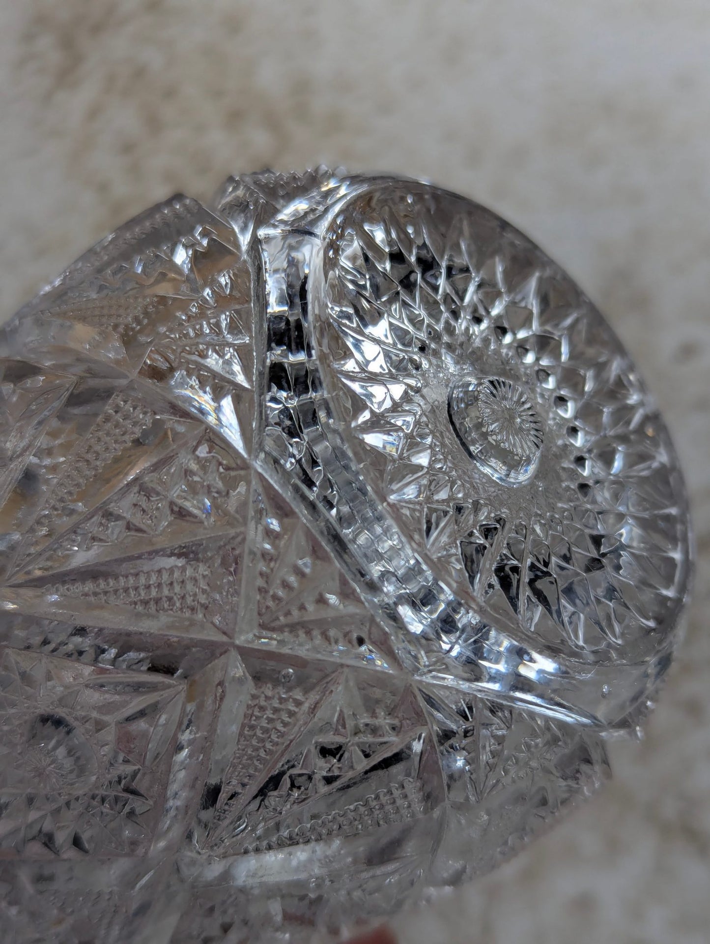 Antique Manganese Cut Crystal Glass Jar with Lid