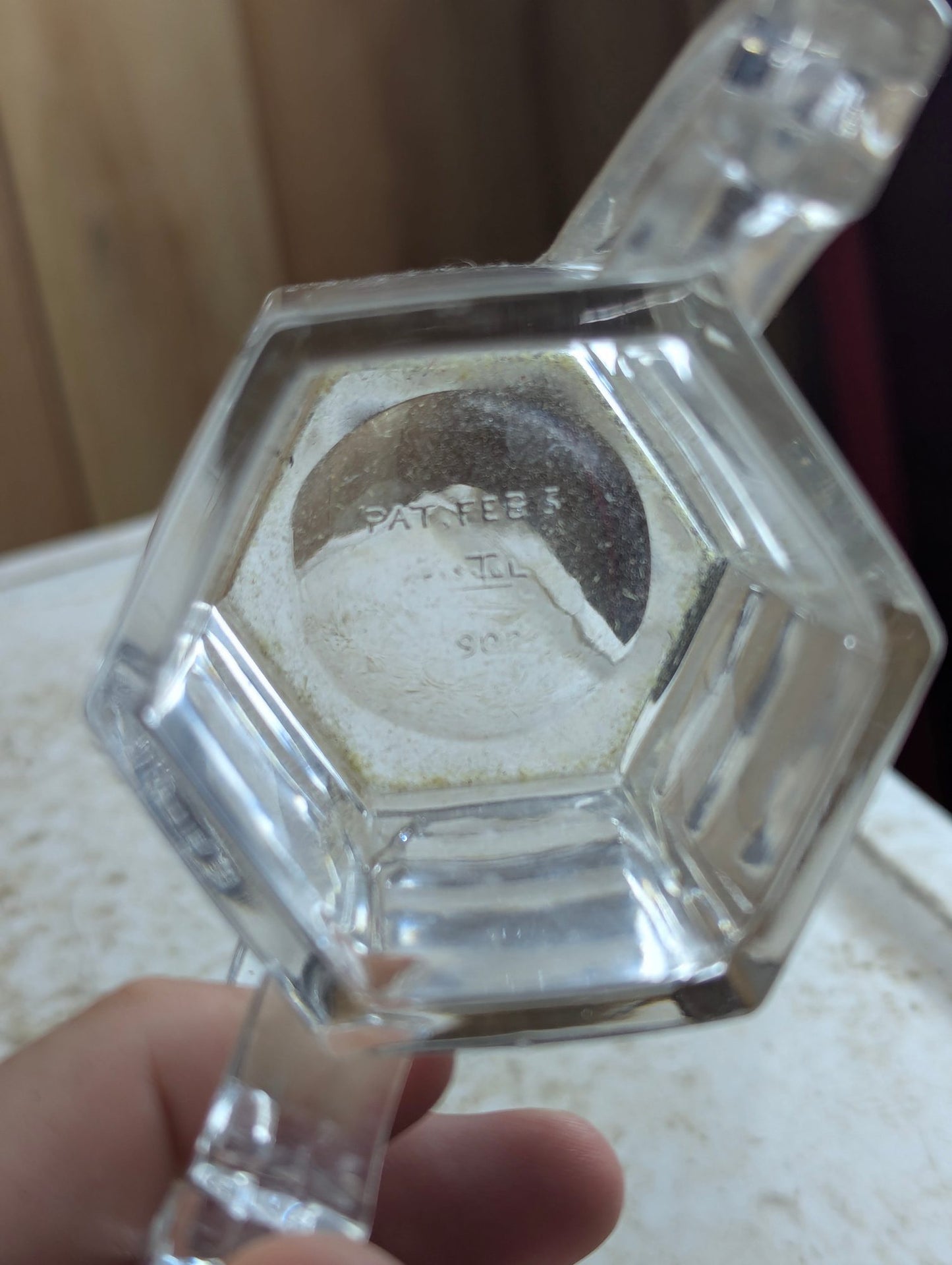 Antique Art Deco Krys-tol 6-Sided Sugar Bowl Manganese Glass