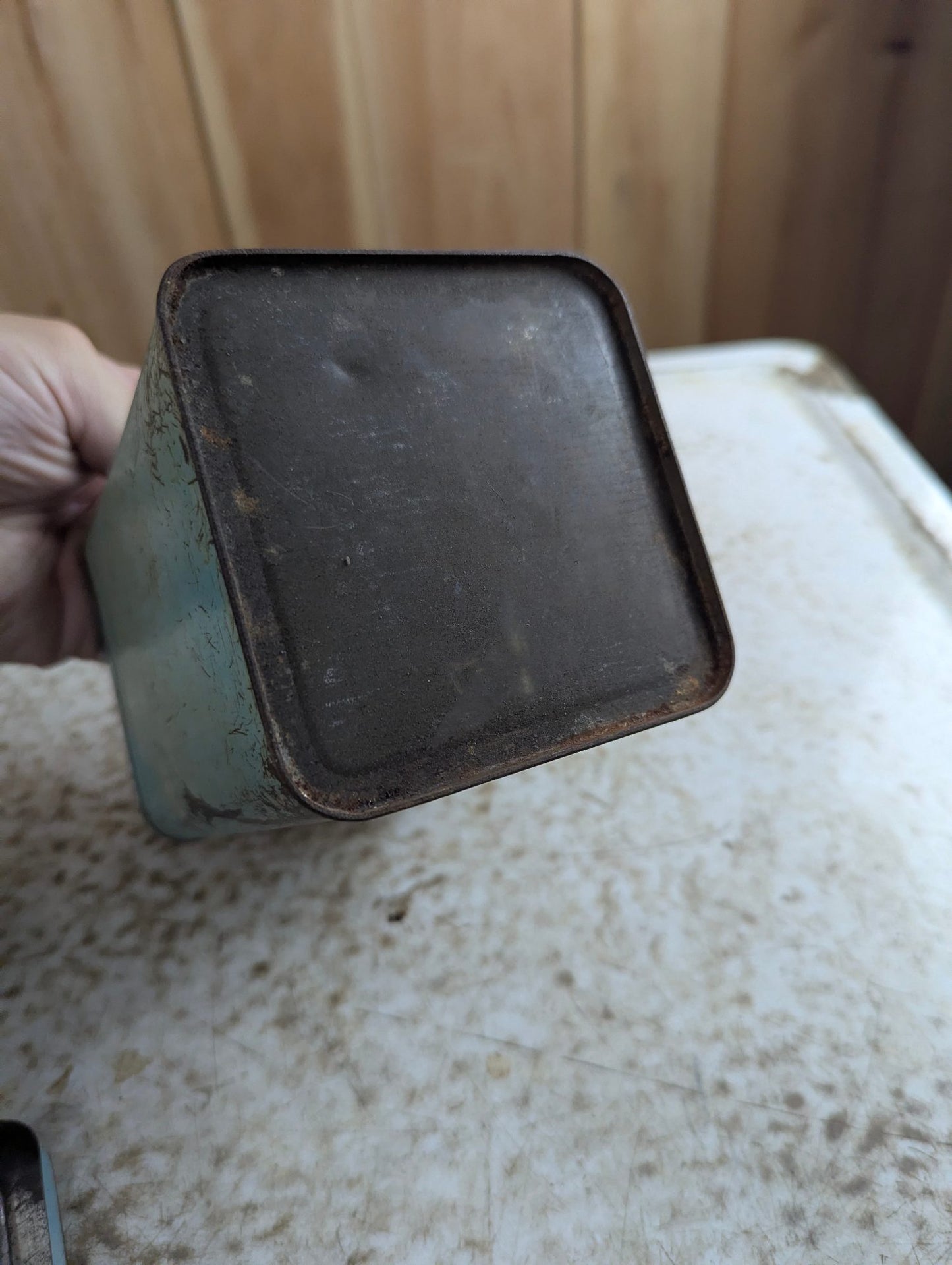Vintage Blue Golden Tea 1lb Metal Tin - Patina
