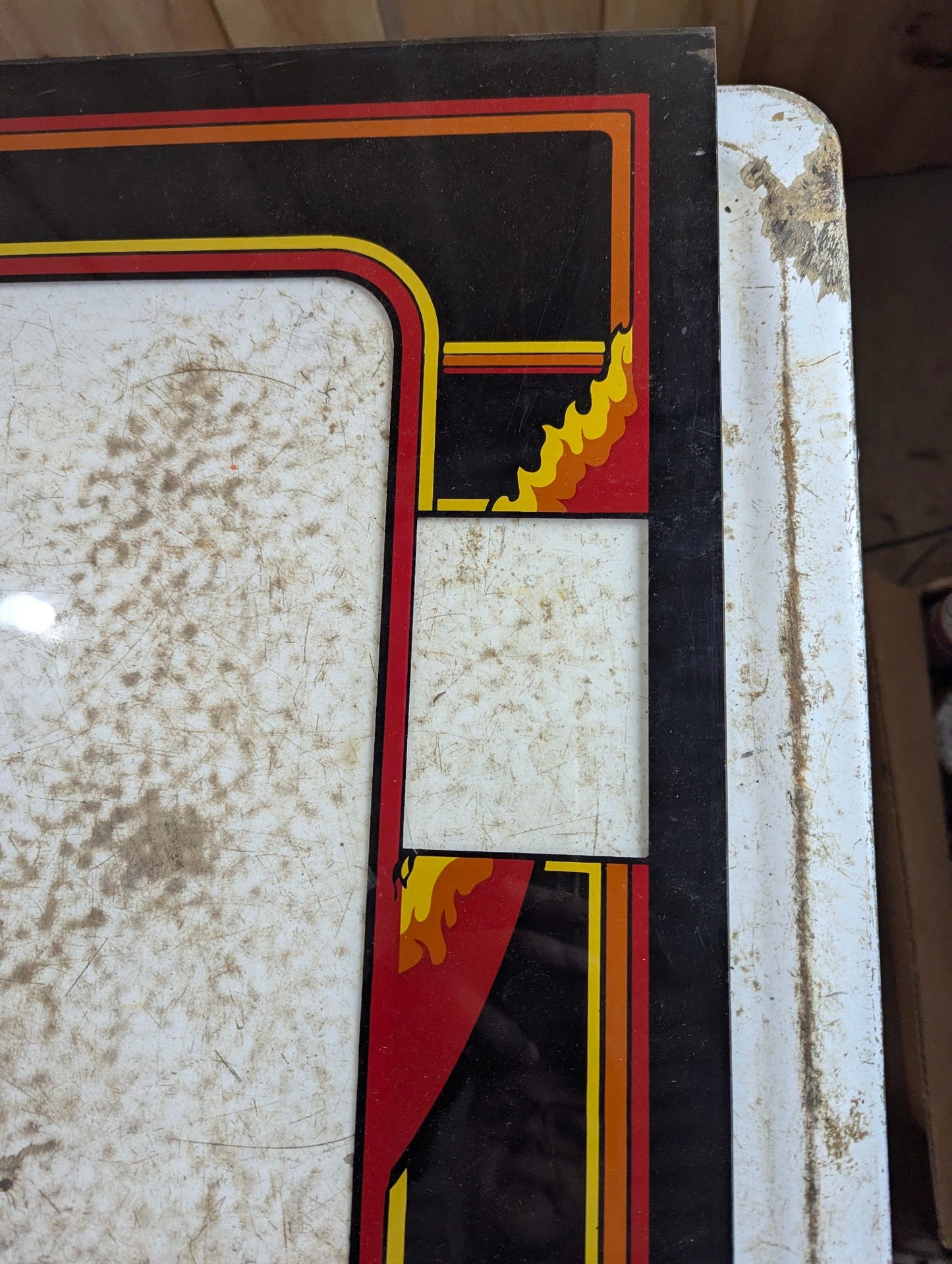 Original Williams Joust Arcade Machine Plexi Bezel 24.5" x 22" - Corner Damaged