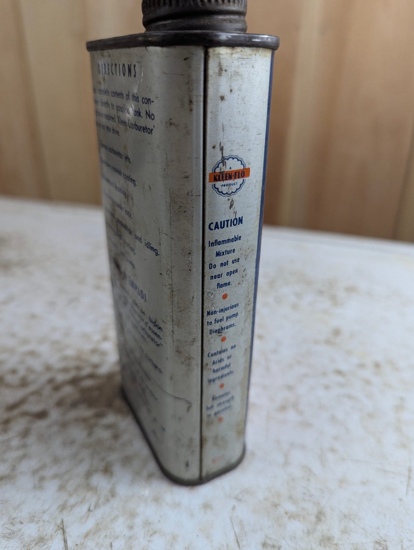 1950s Kleen-Flo Kleen Carburetor 10-Ounce Automotive Tin Can