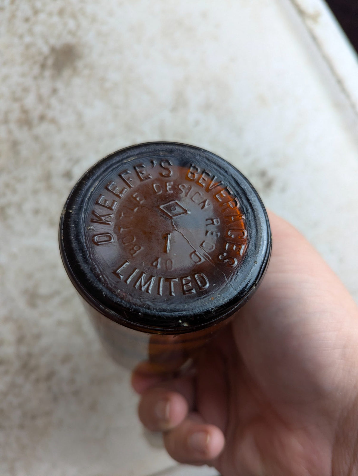 1940 O'Keefe's Amber Glass Soda Bottle