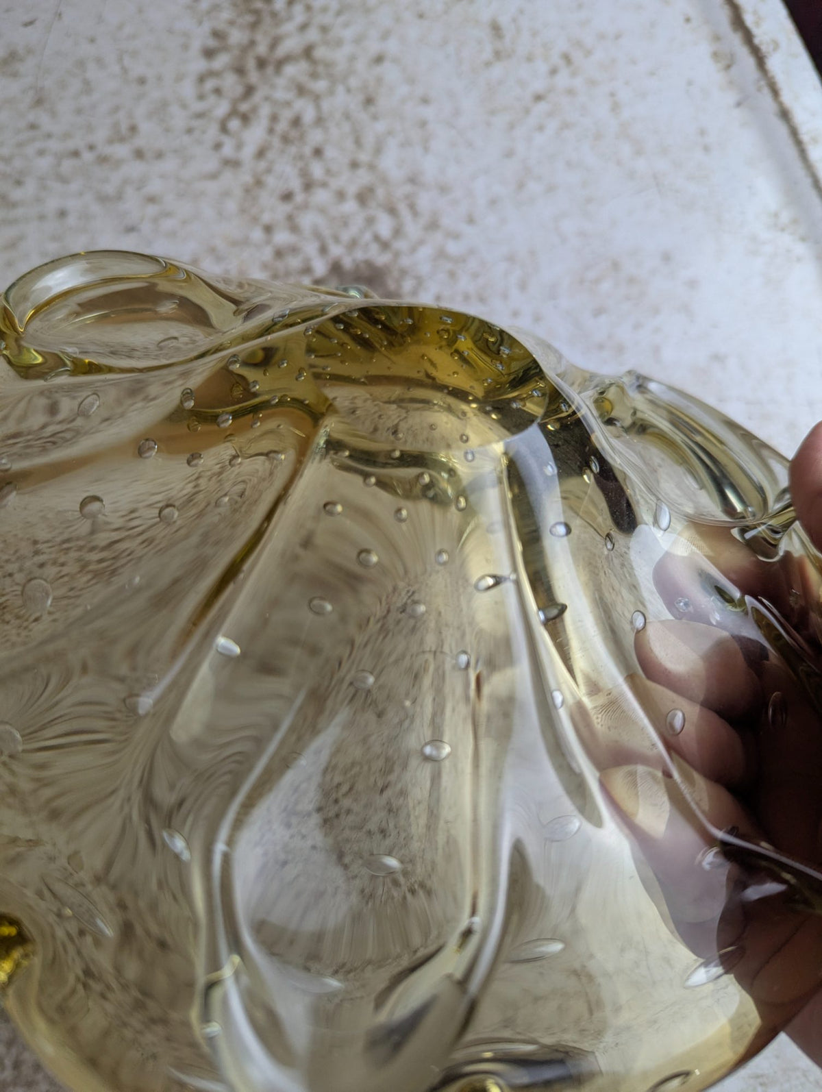 Vintage 8.5" Mid-Century Hand-Blown Art Glass Dish Bowl