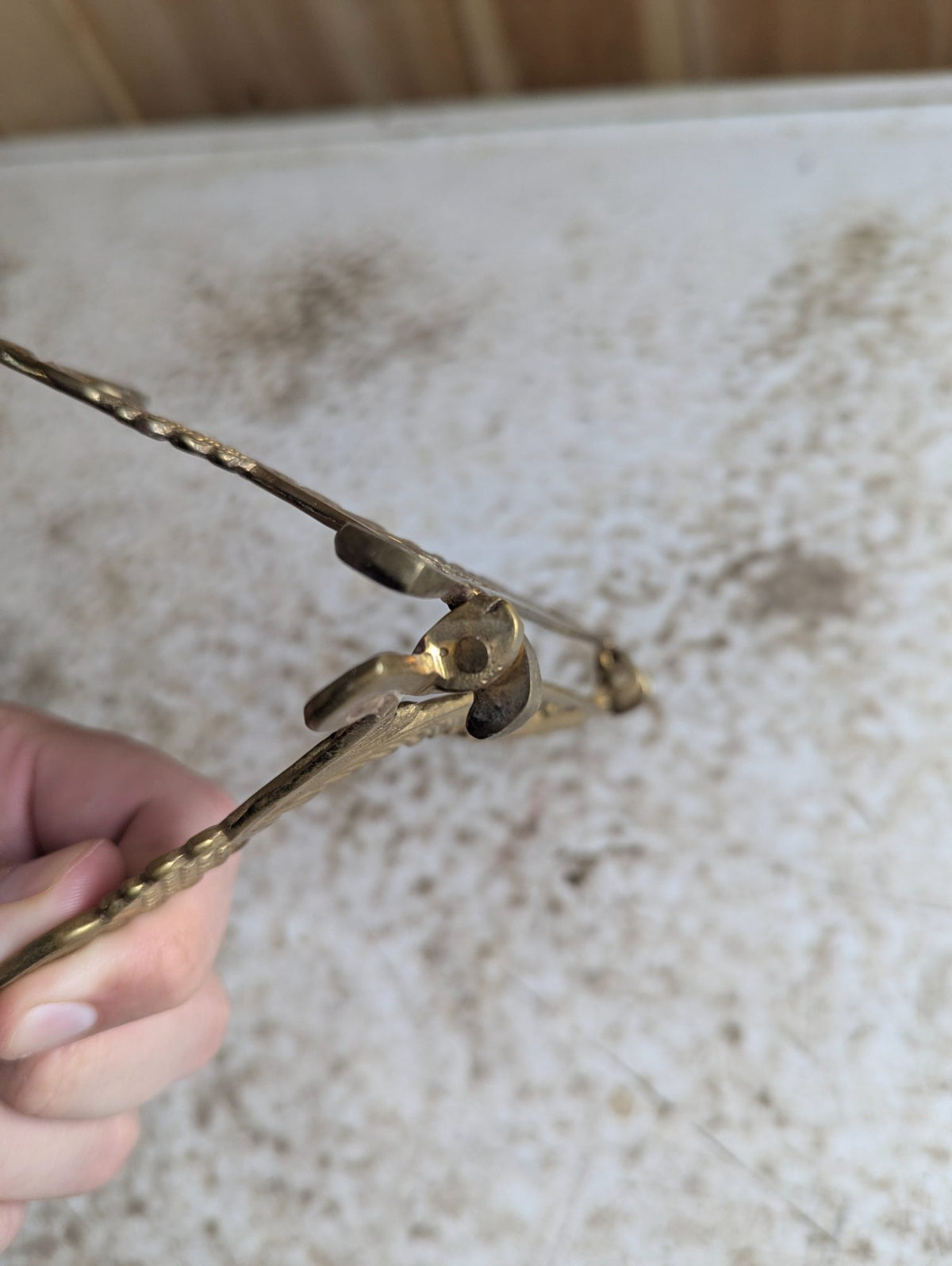 Vintage Ornate Brass Folding Display Easel 6.75"