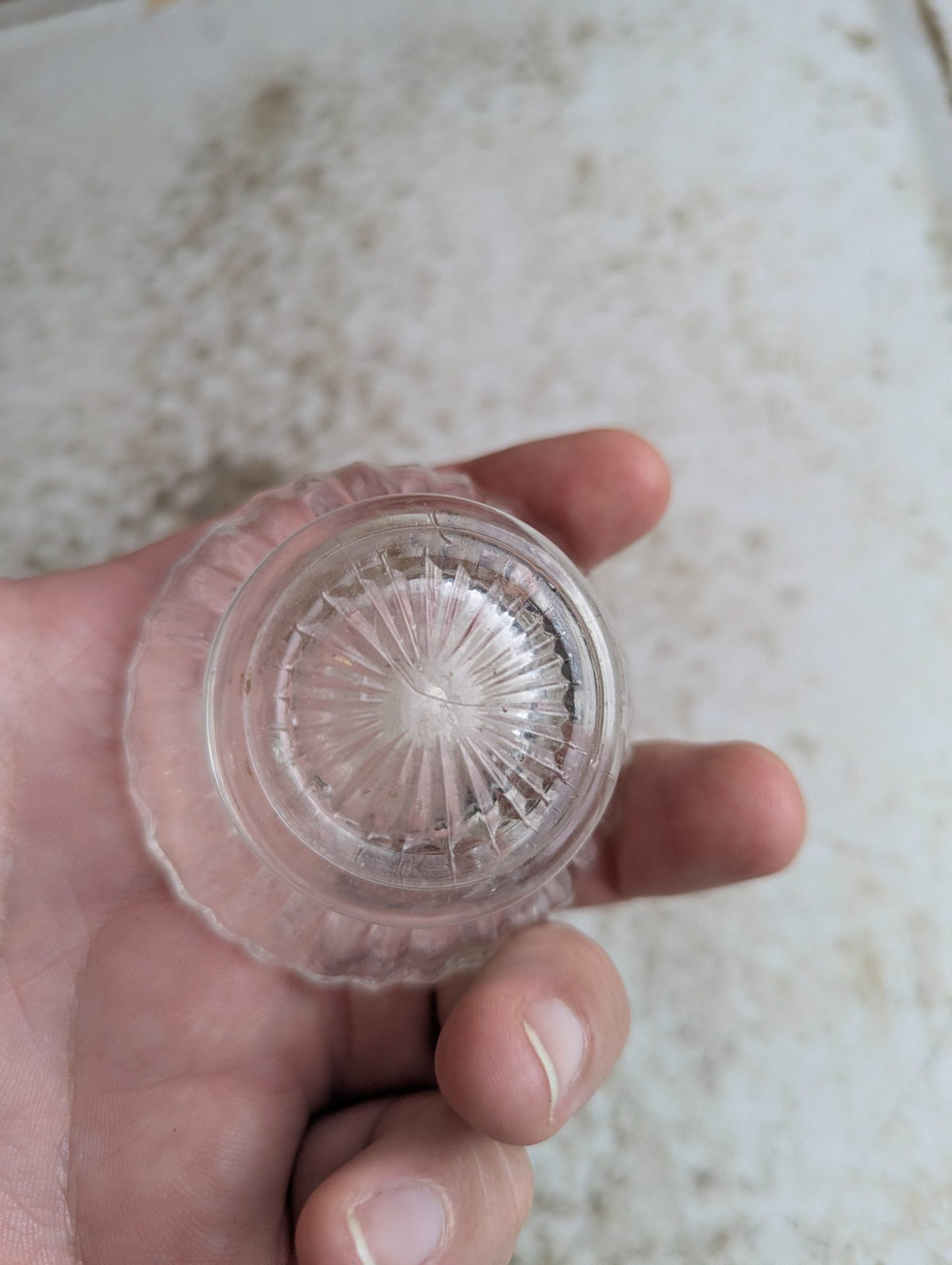 Antique Clear Pressed Glass Ink Bottle
