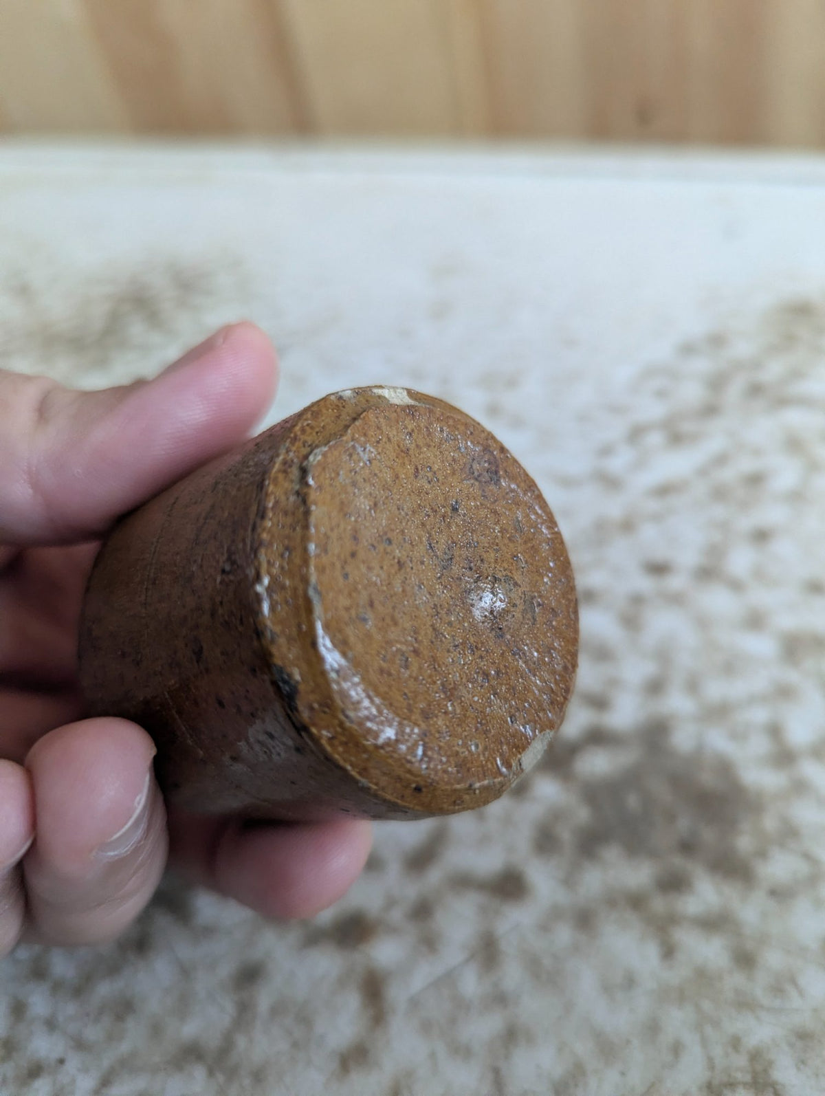 Antique Stoneware Ink Bottle Penny Inkwell Pot