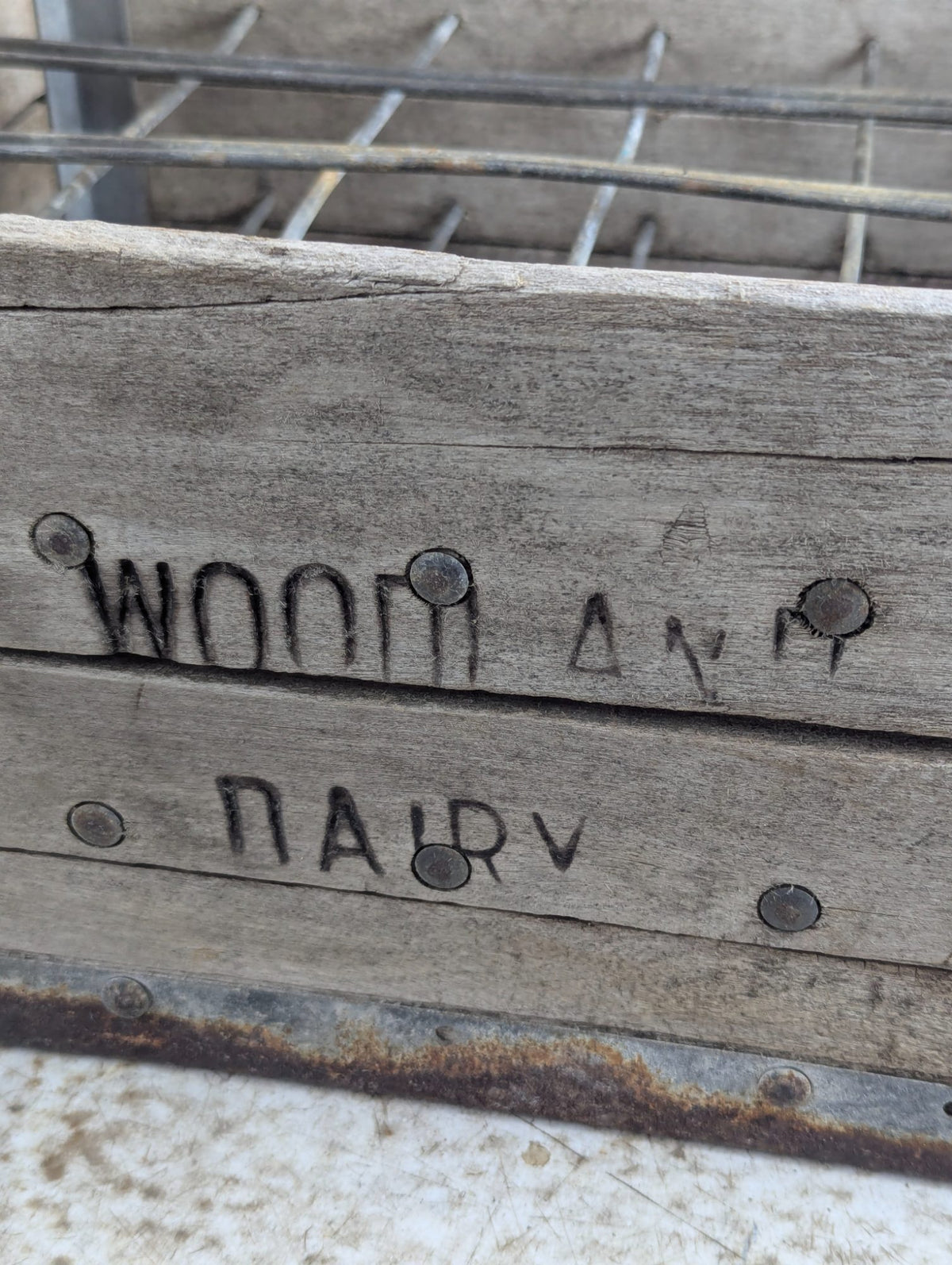 Vintage Wood and Metal Wire Woodland Dairy Crate 18" x 14.5" x 8"