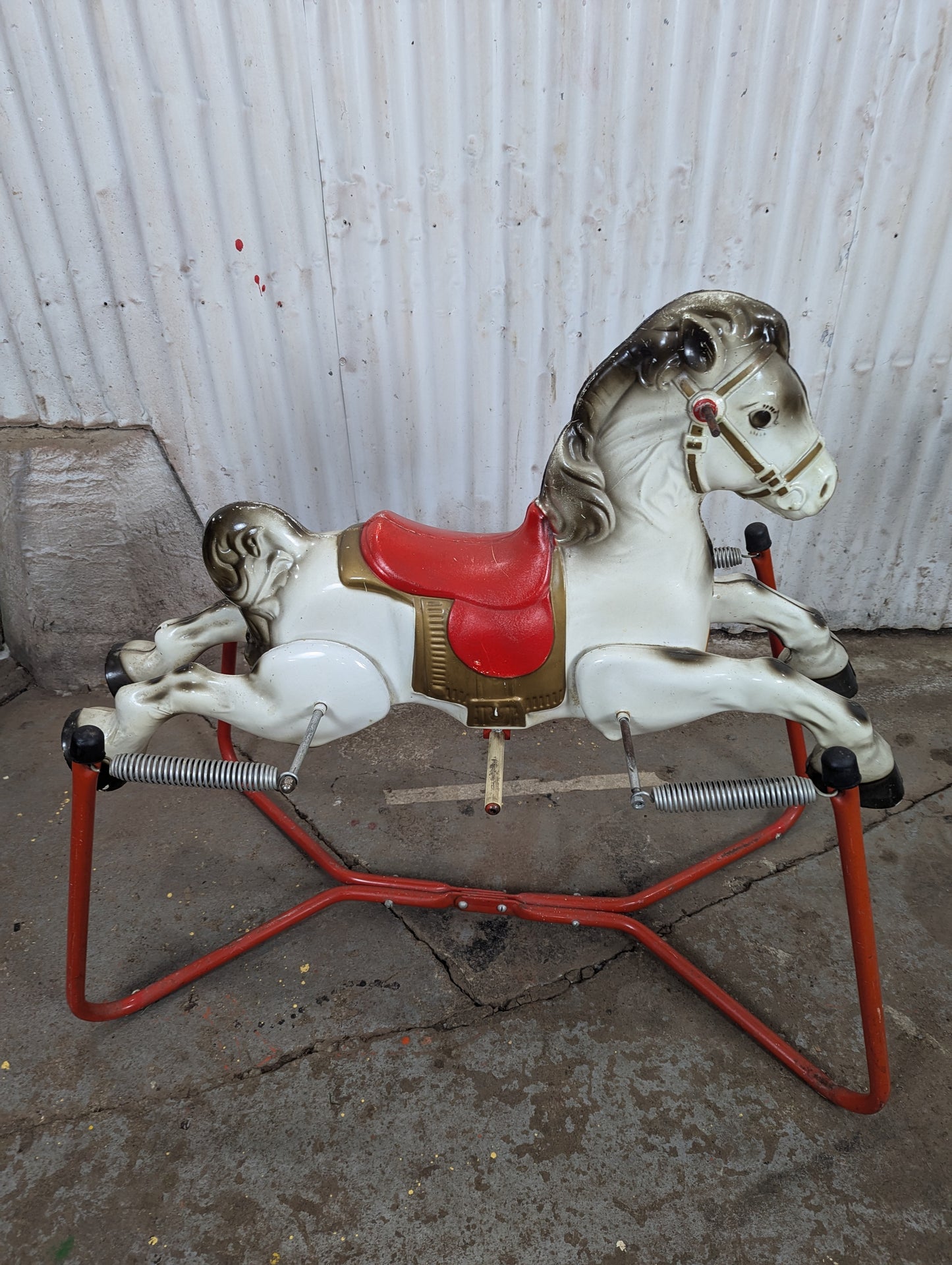 Vintage Mobo Prairie King Metal Rocking Horse