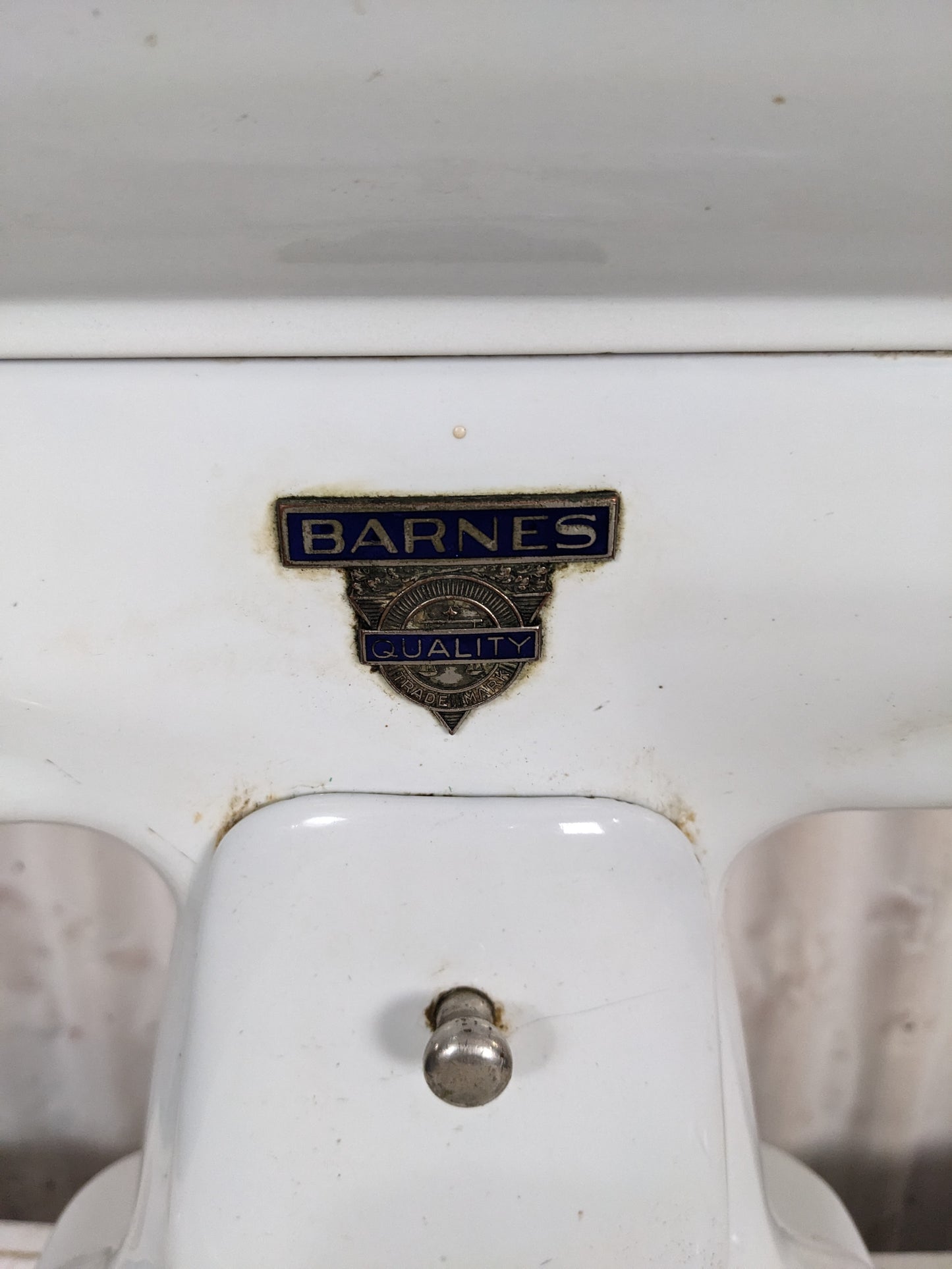 Vintage Porcelain Enamel Barnes Weigh Scale