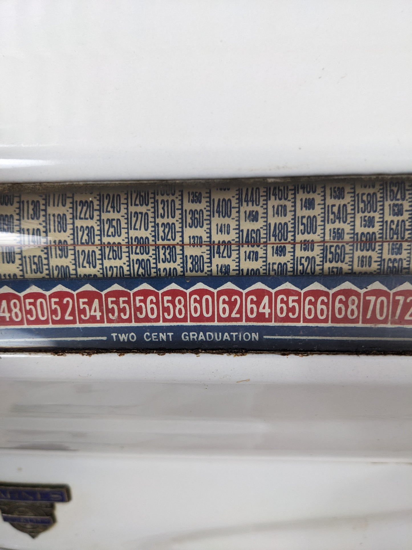 Vintage Porcelain Enamel Barnes Weigh Scale