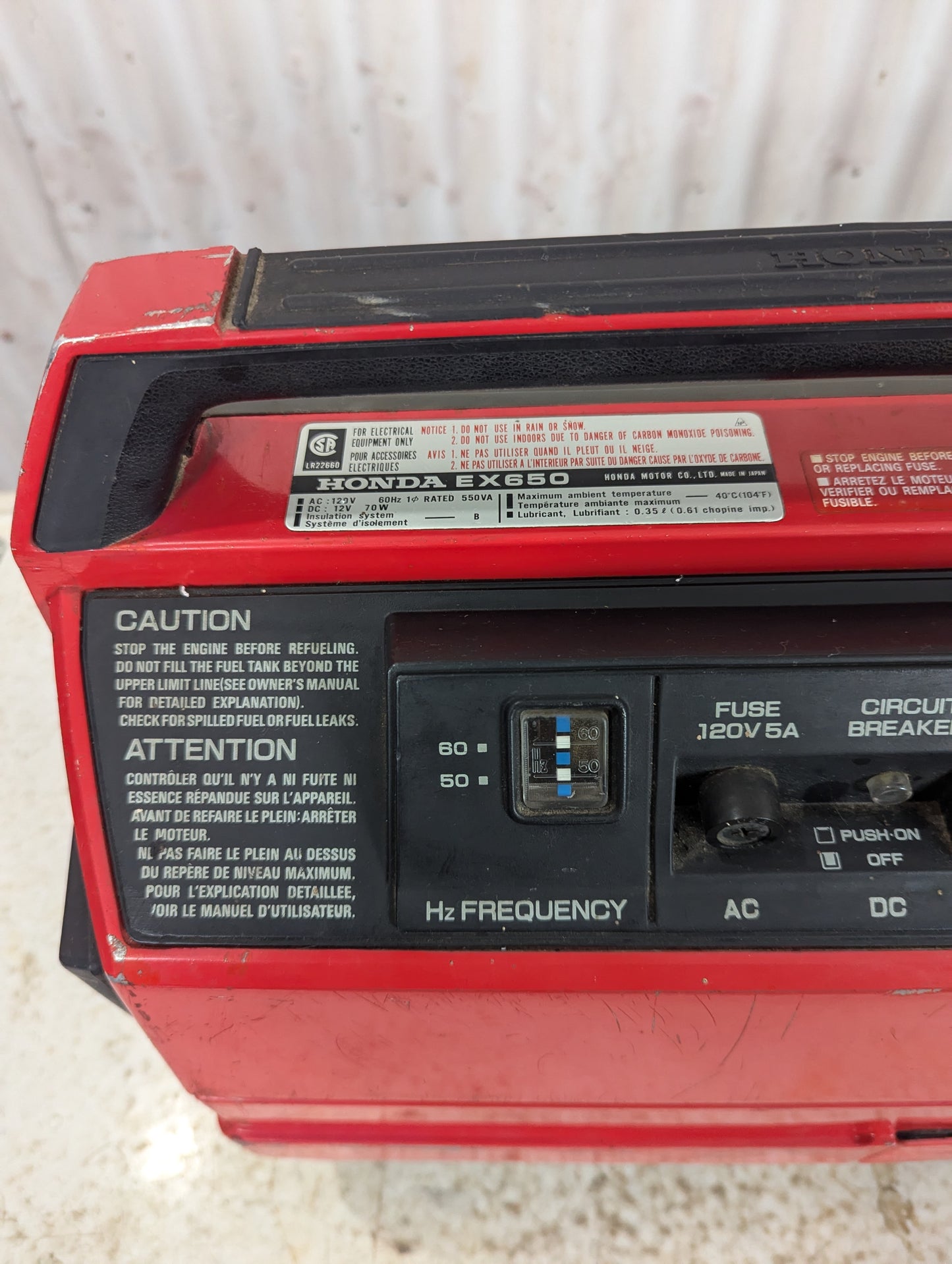 Honda Ex650 Gas Generator