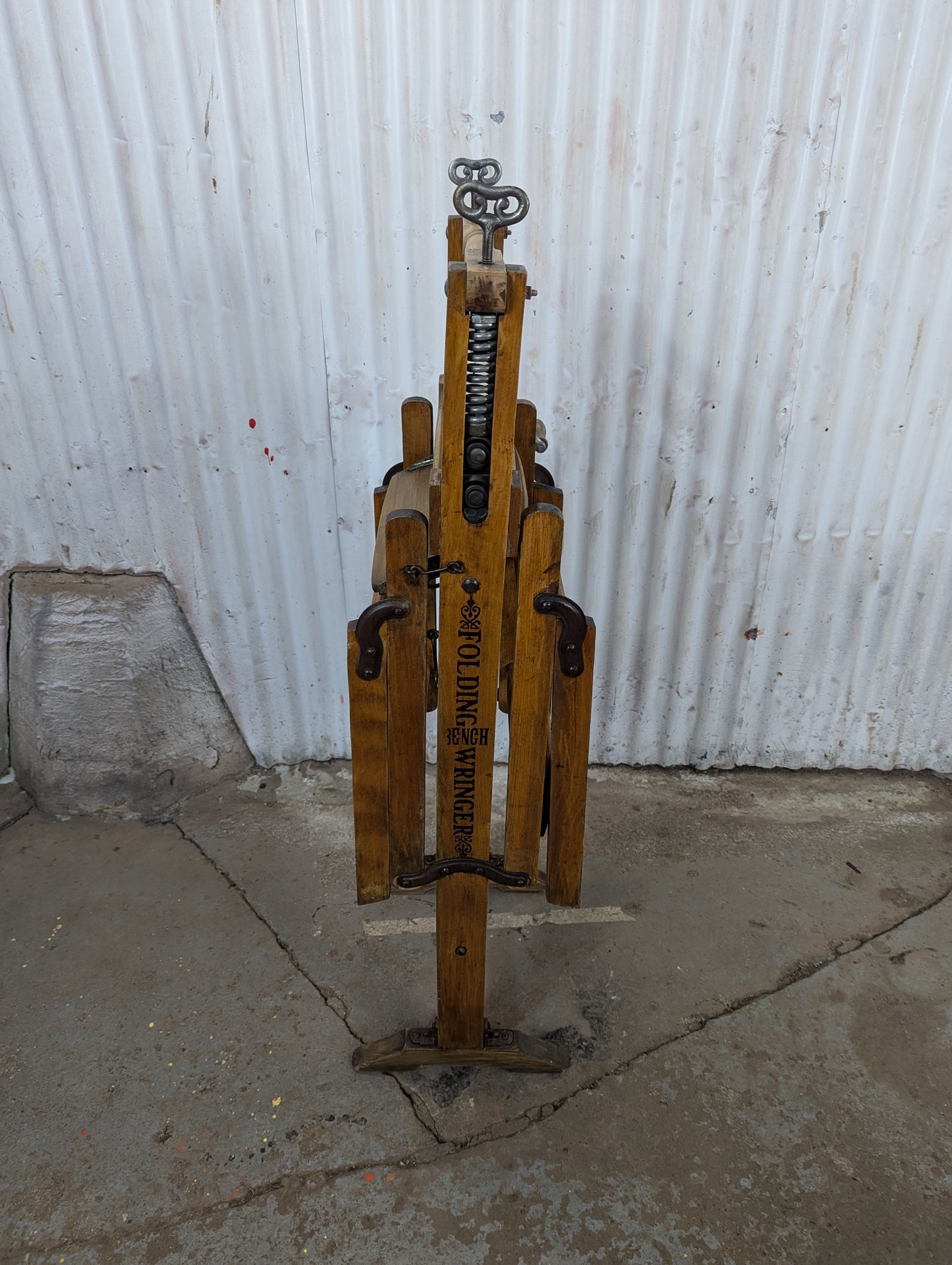Antique Folding Washtub Bench with Wringer