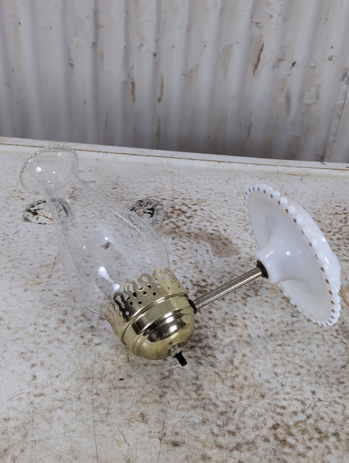 Vintage Wall Sconce with White Porcelain Base