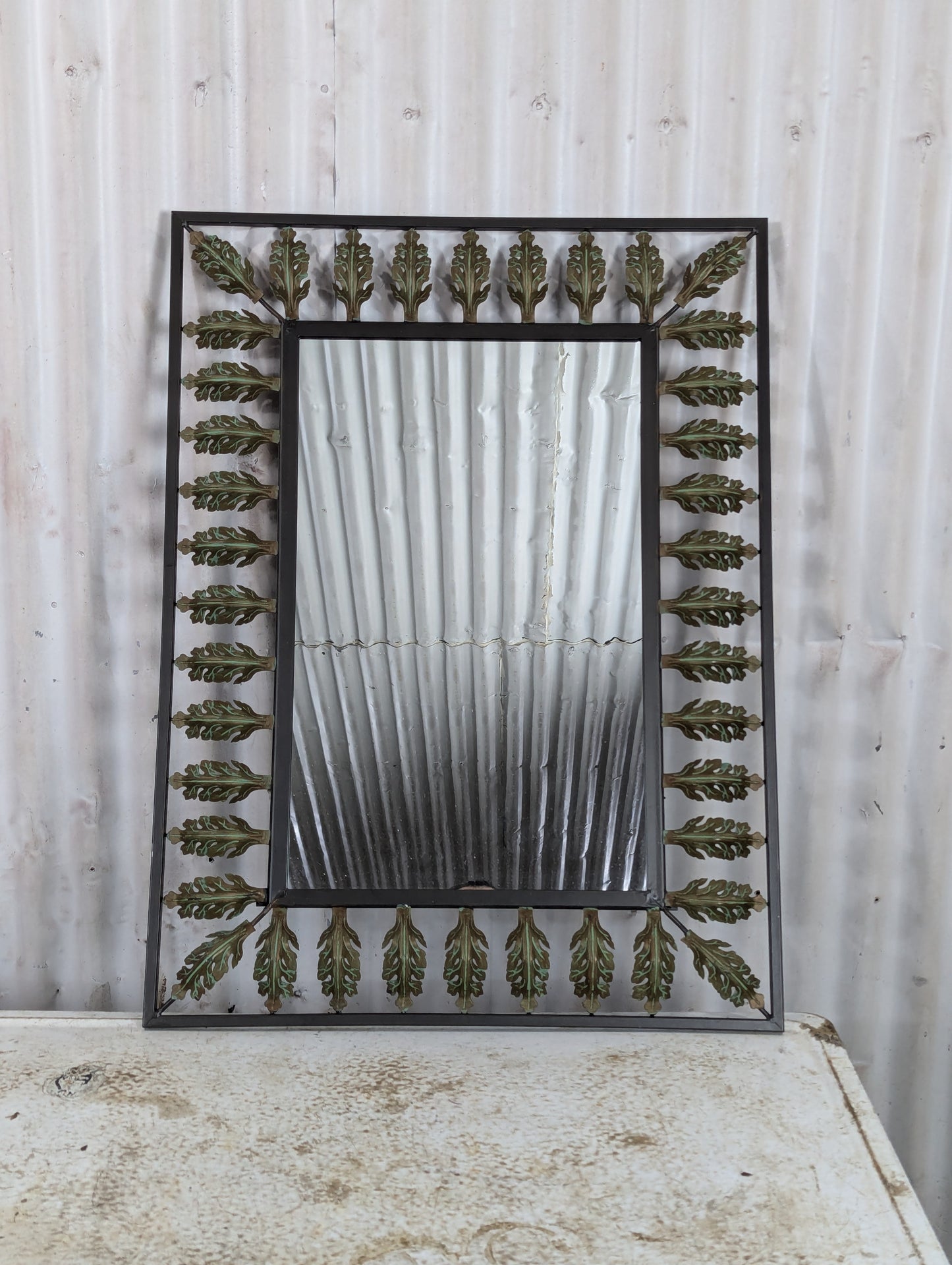 Mirror with Metal Frame & Leaves