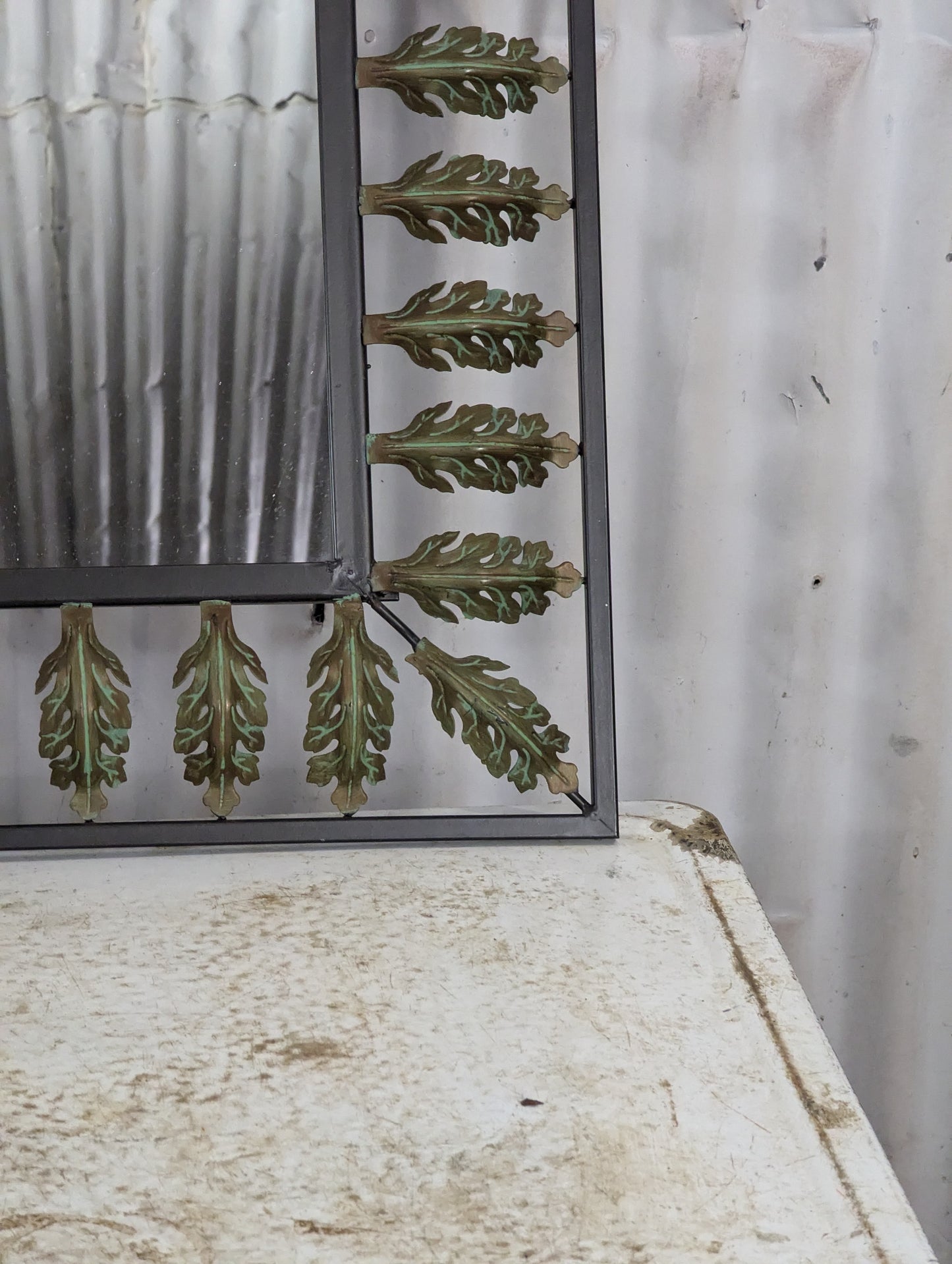 Mirror with Metal Frame & Leaves