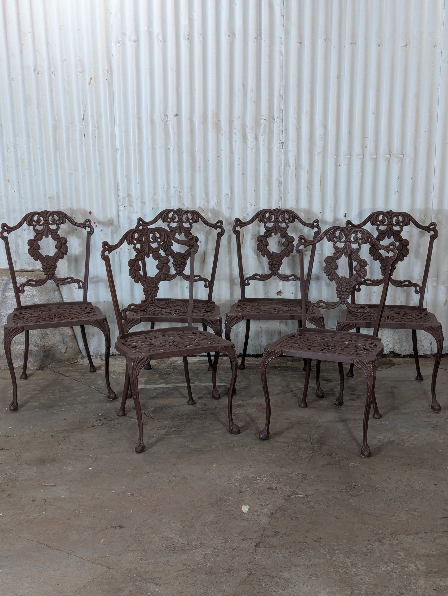 Vintage Hauser Hollywood Regency Patio Glass Topped Table with 6 Chairs