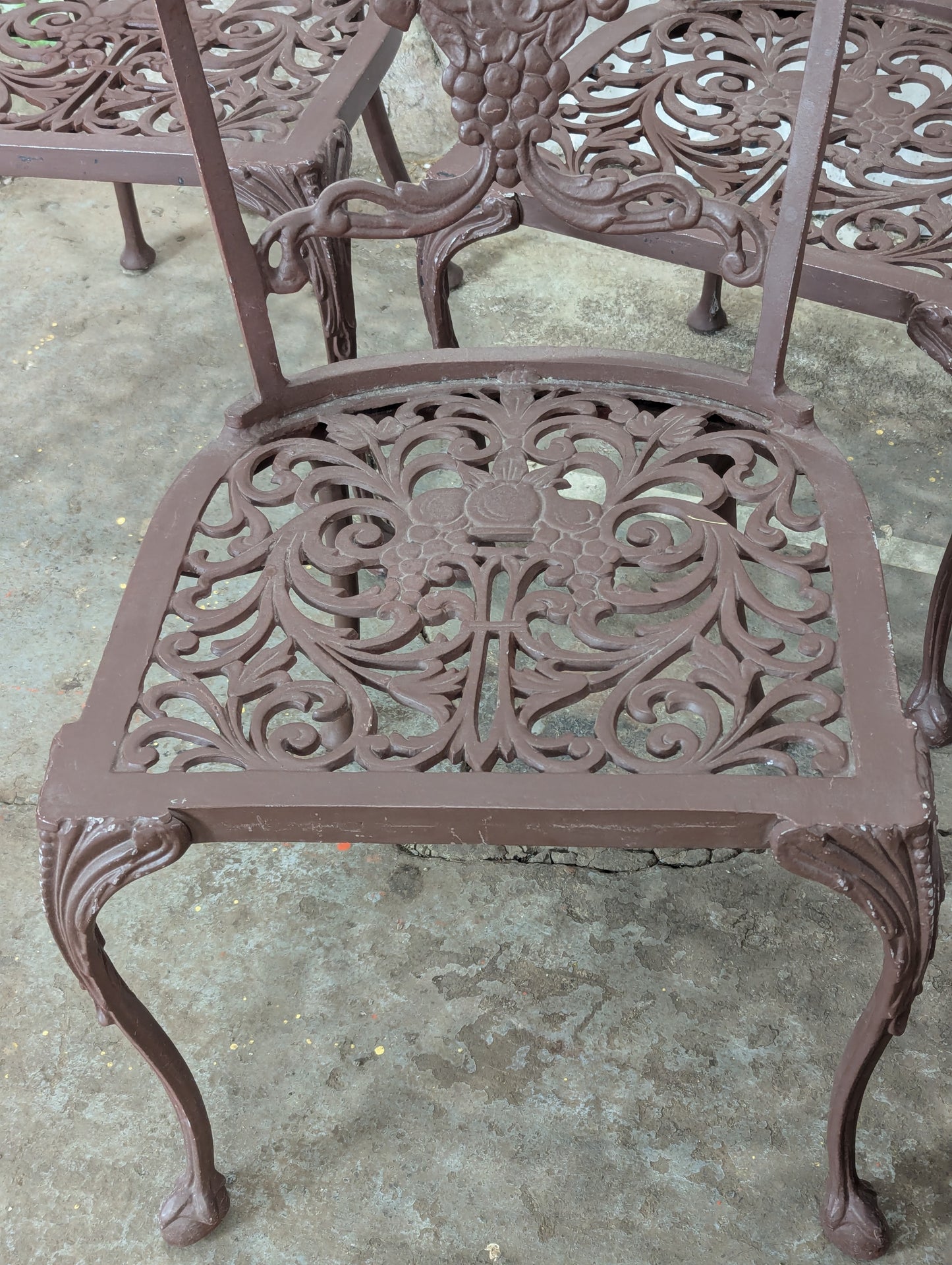 Vintage Hauser Hollywood Regency Patio Glass Topped Table with 6 Chairs