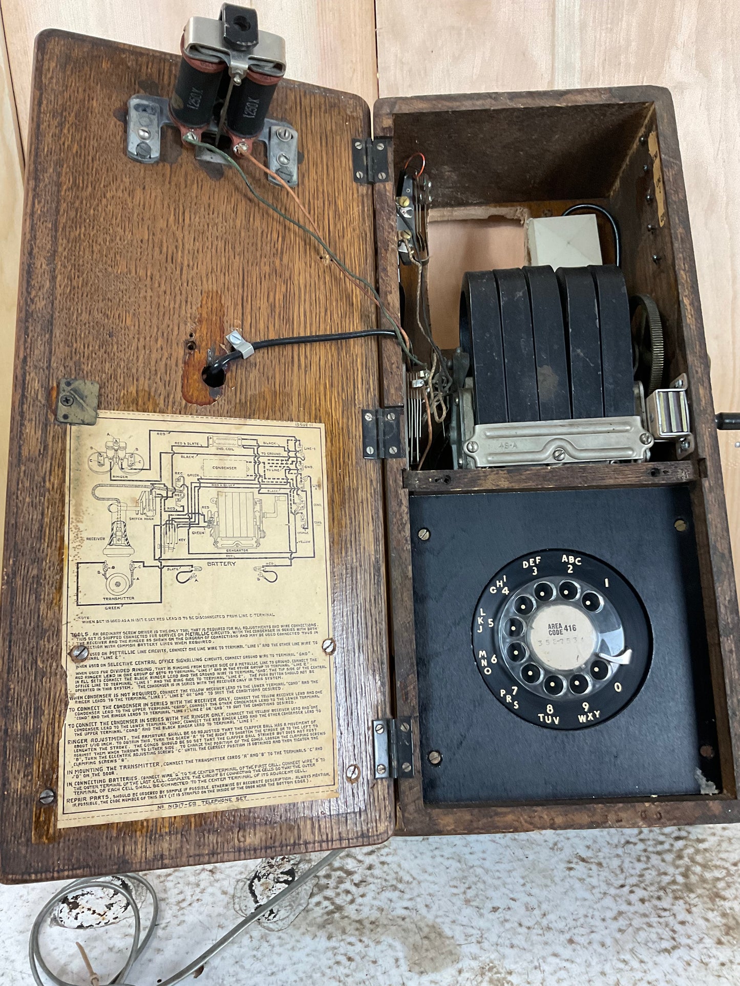 Working Antique Northern Electric Wooden Wall Phone