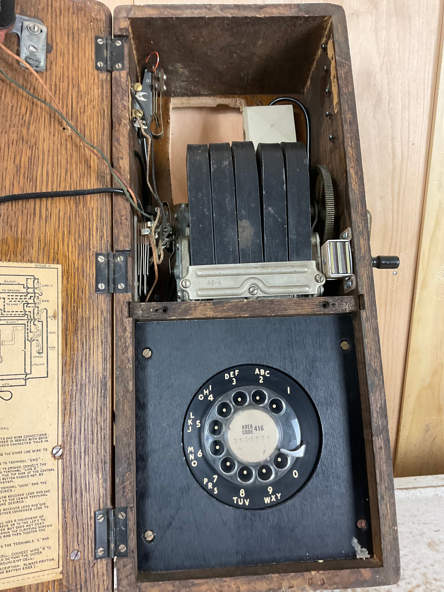 Working Antique Northern Electric Wooden Wall Phone