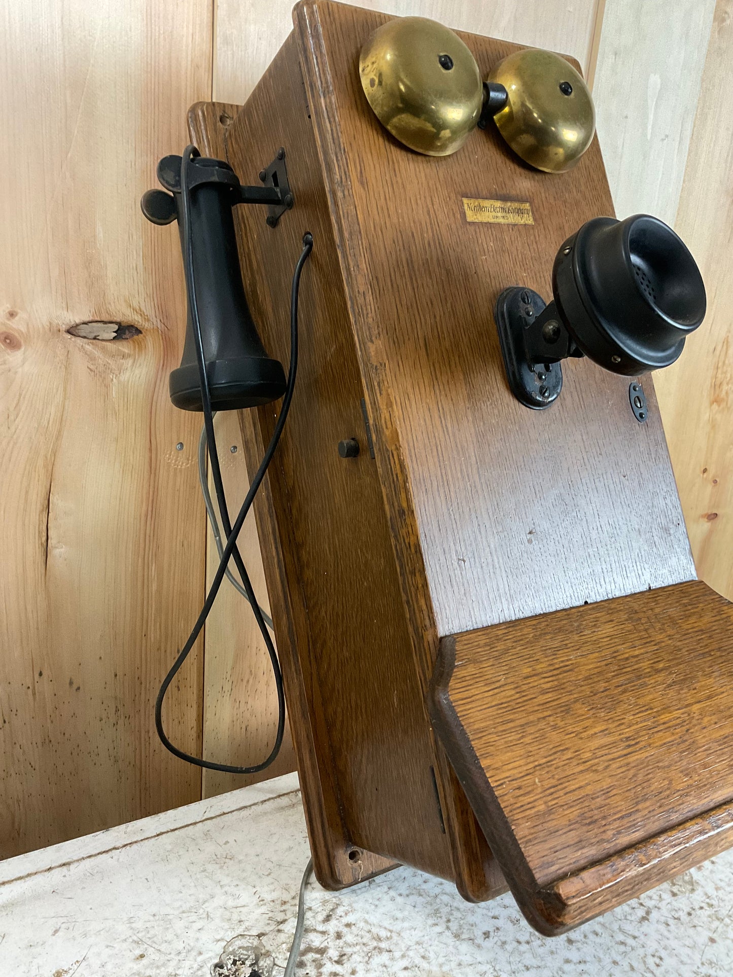 Working Antique Northern Electric Wooden Wall Phone
