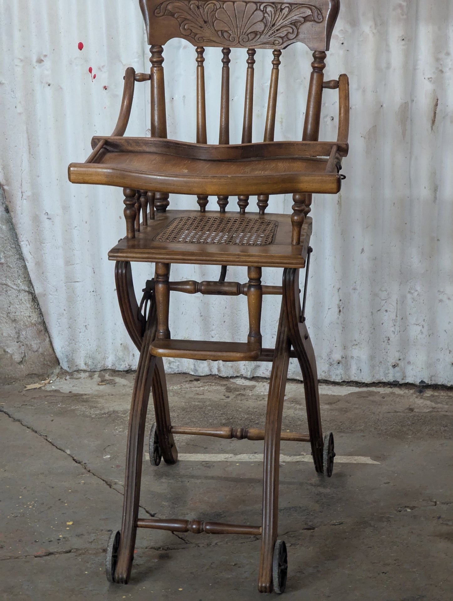 Antique Oak Combo Highchair and Stroller