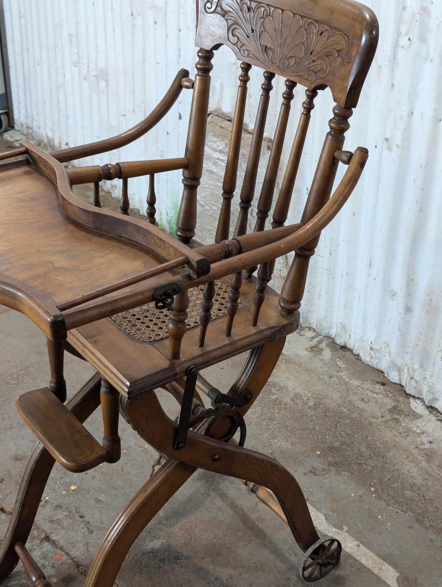 Antique Oak Combo Highchair and Stroller