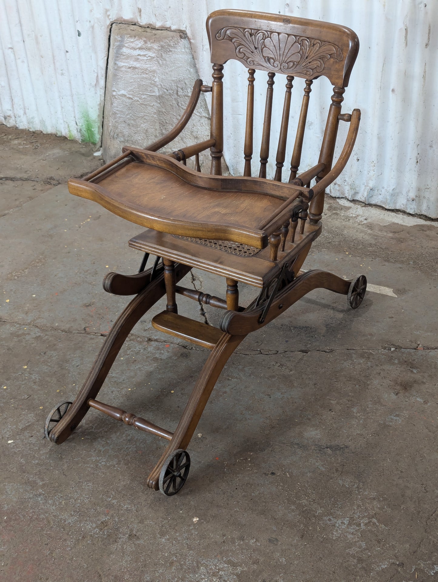 Antique Oak Combo Highchair and Stroller