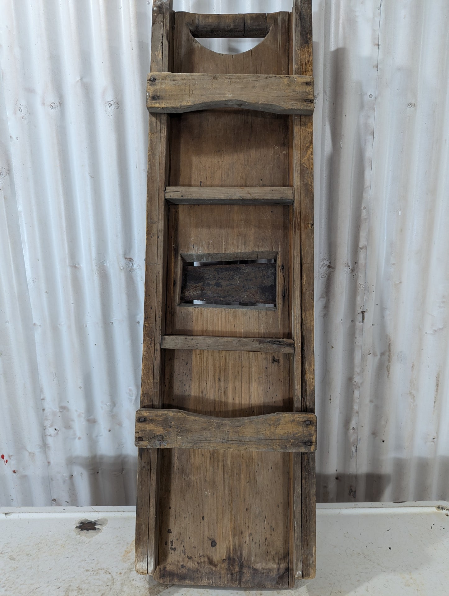 Vintage Large Handcrafted Wooden Cabbage Shredder