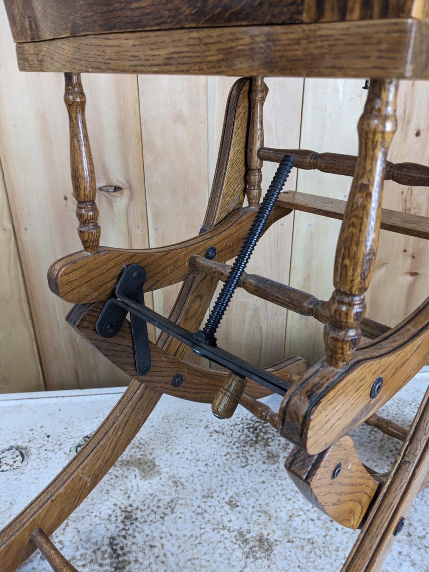 Antique Oak/Wicker Combo Highchair Rocker