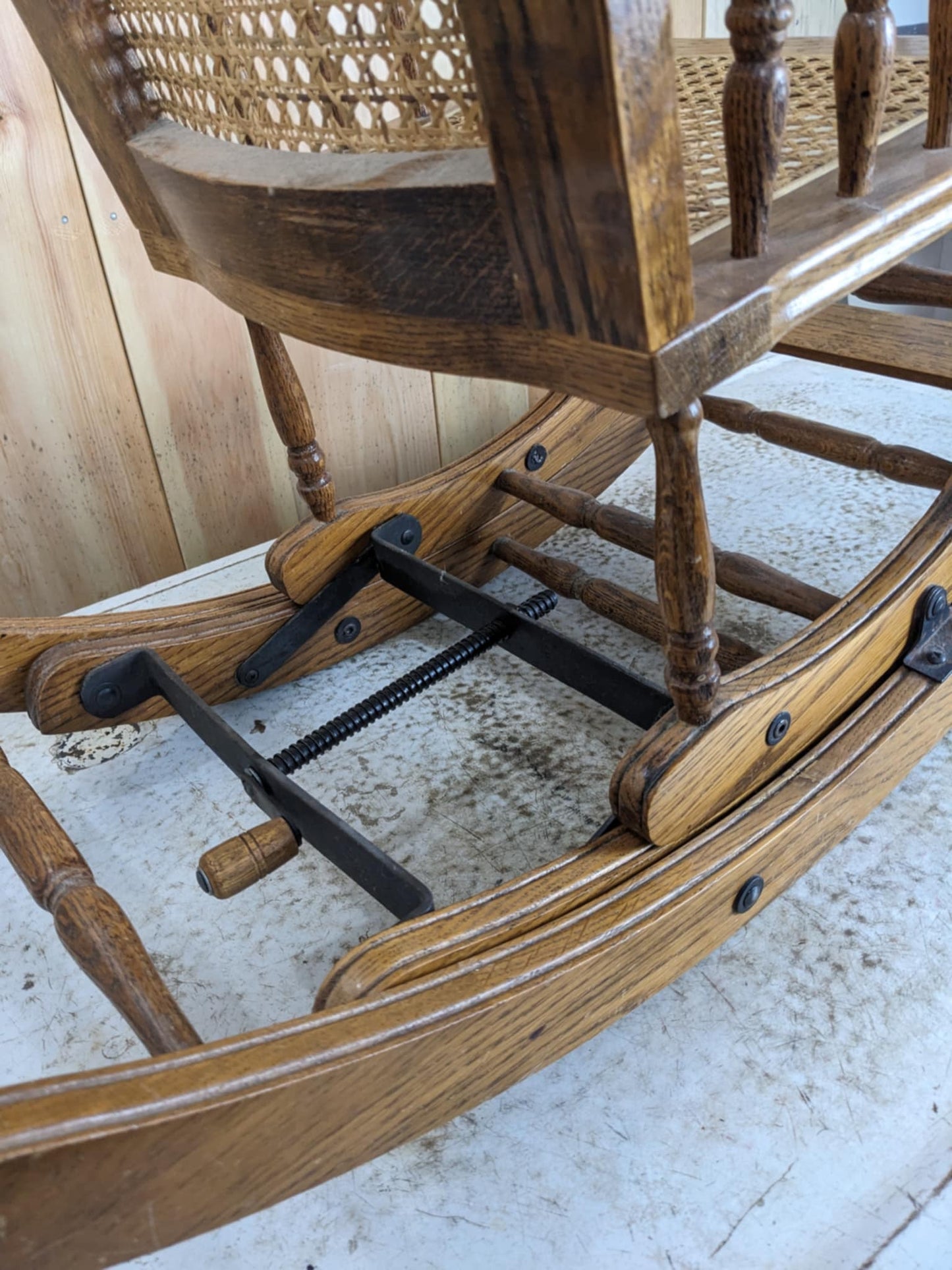 Antique Oak/Wicker Combo Highchair Rocker