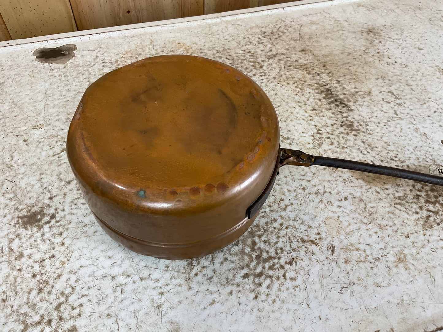 Antique Copper Bed Warmer with Metal Handle