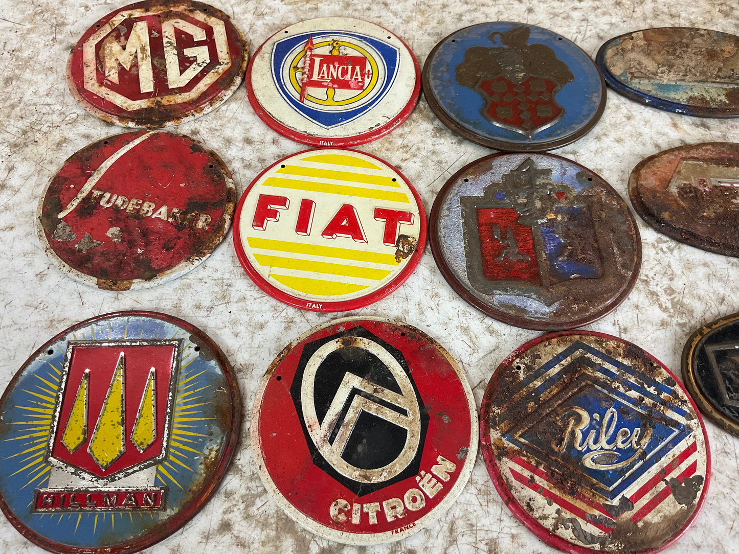 Lot of 1950’s Vintage Wheaties Cereal Car Emblem Badge Tin Signs
