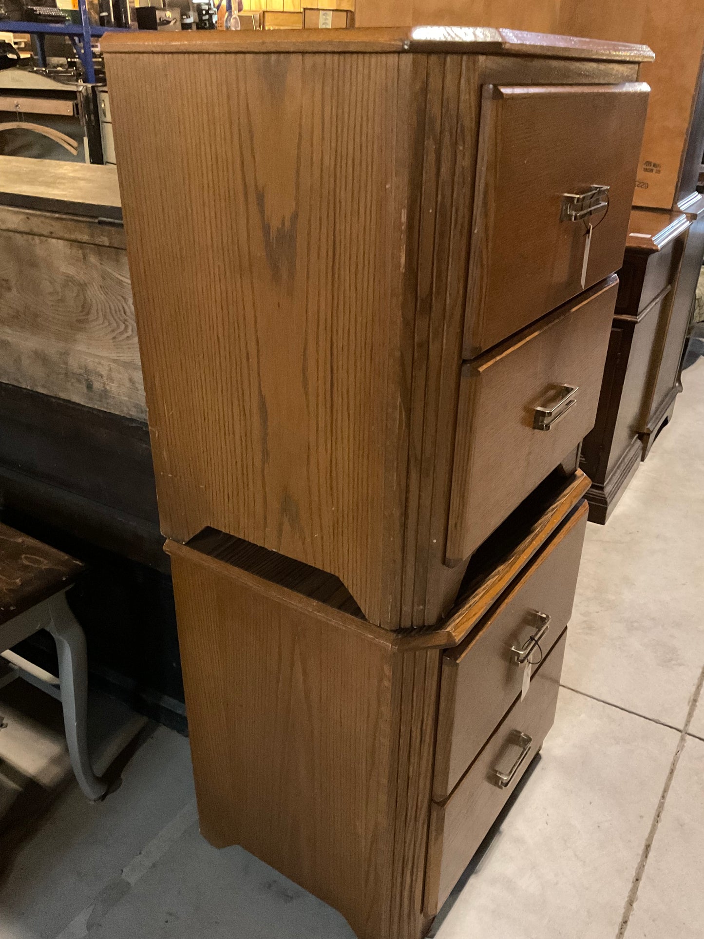 Vintage 2-Drawer Wooden Night Stands
