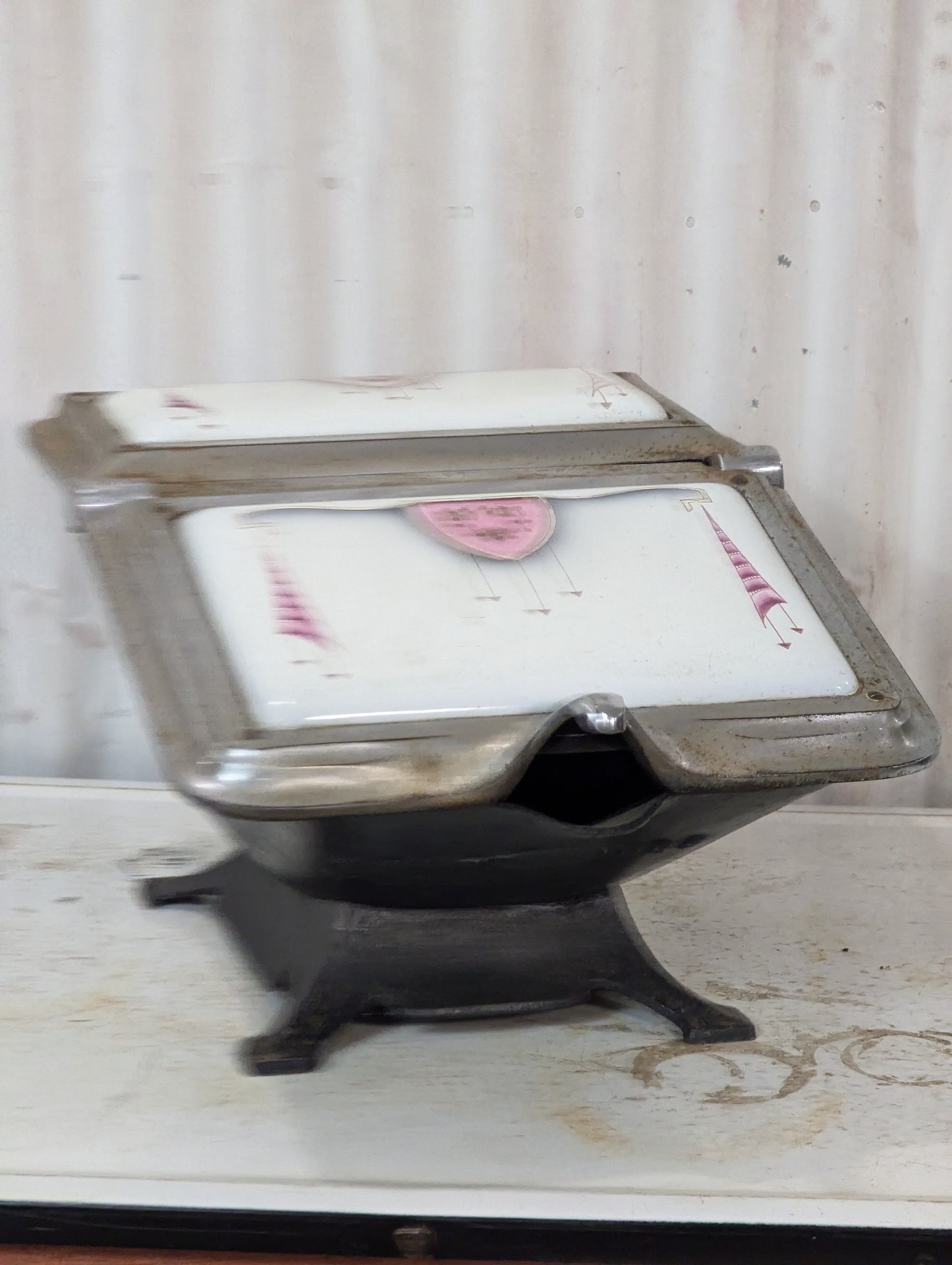 Antique Cast Iron Coal Scuttle Bin