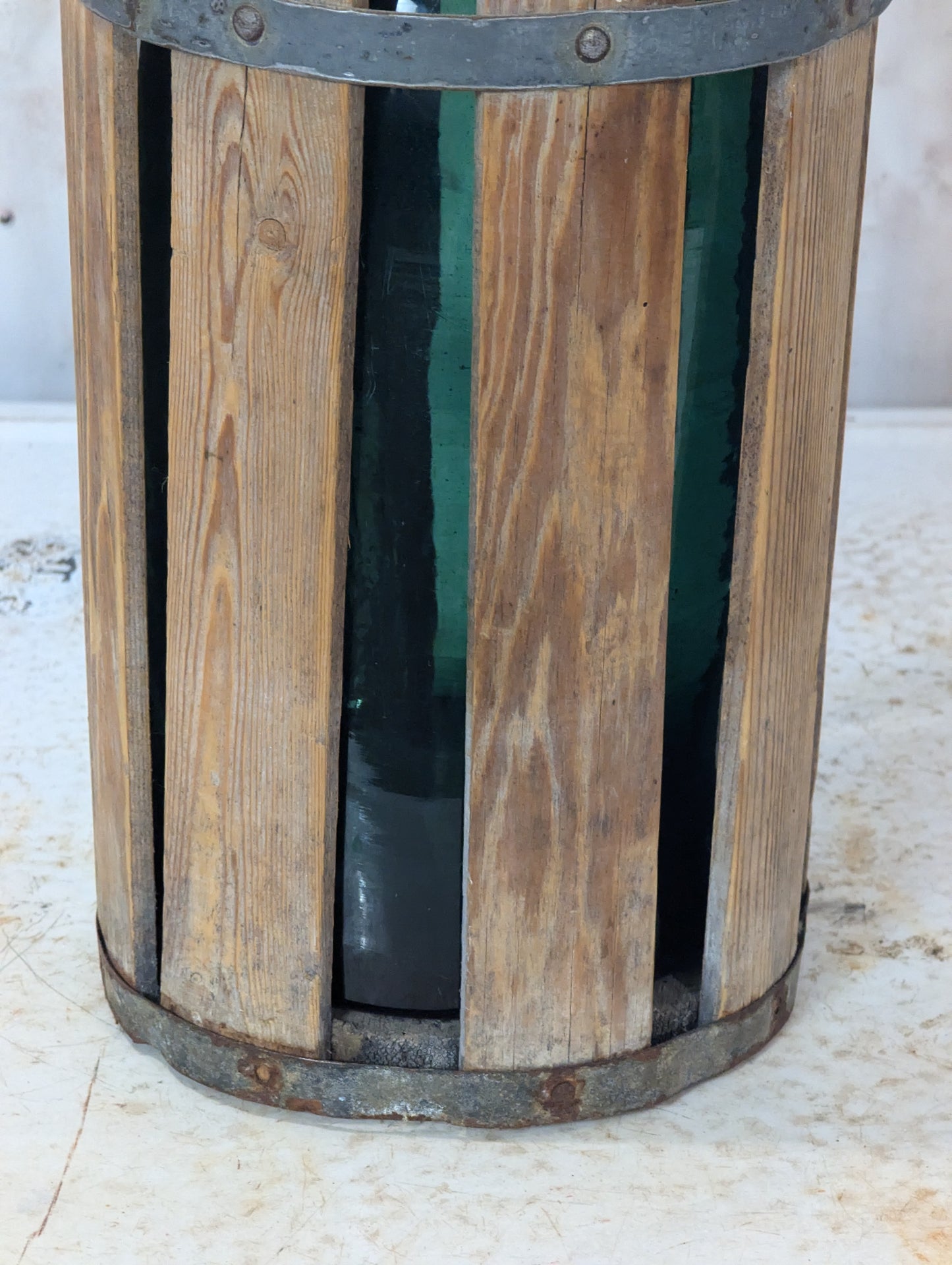 Vintage Demijohn Bottle with Wooden Basket