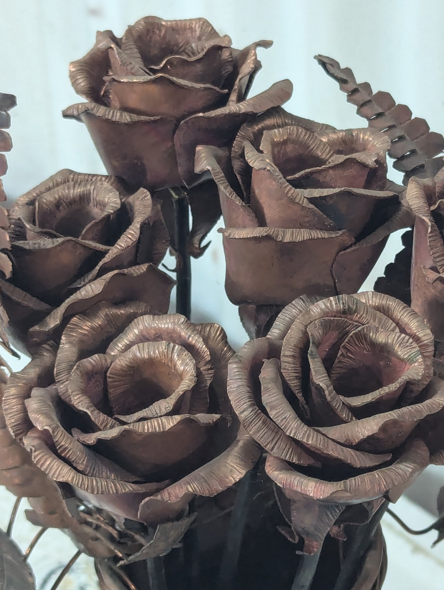 Handcrafted Copper Vase with Flowers