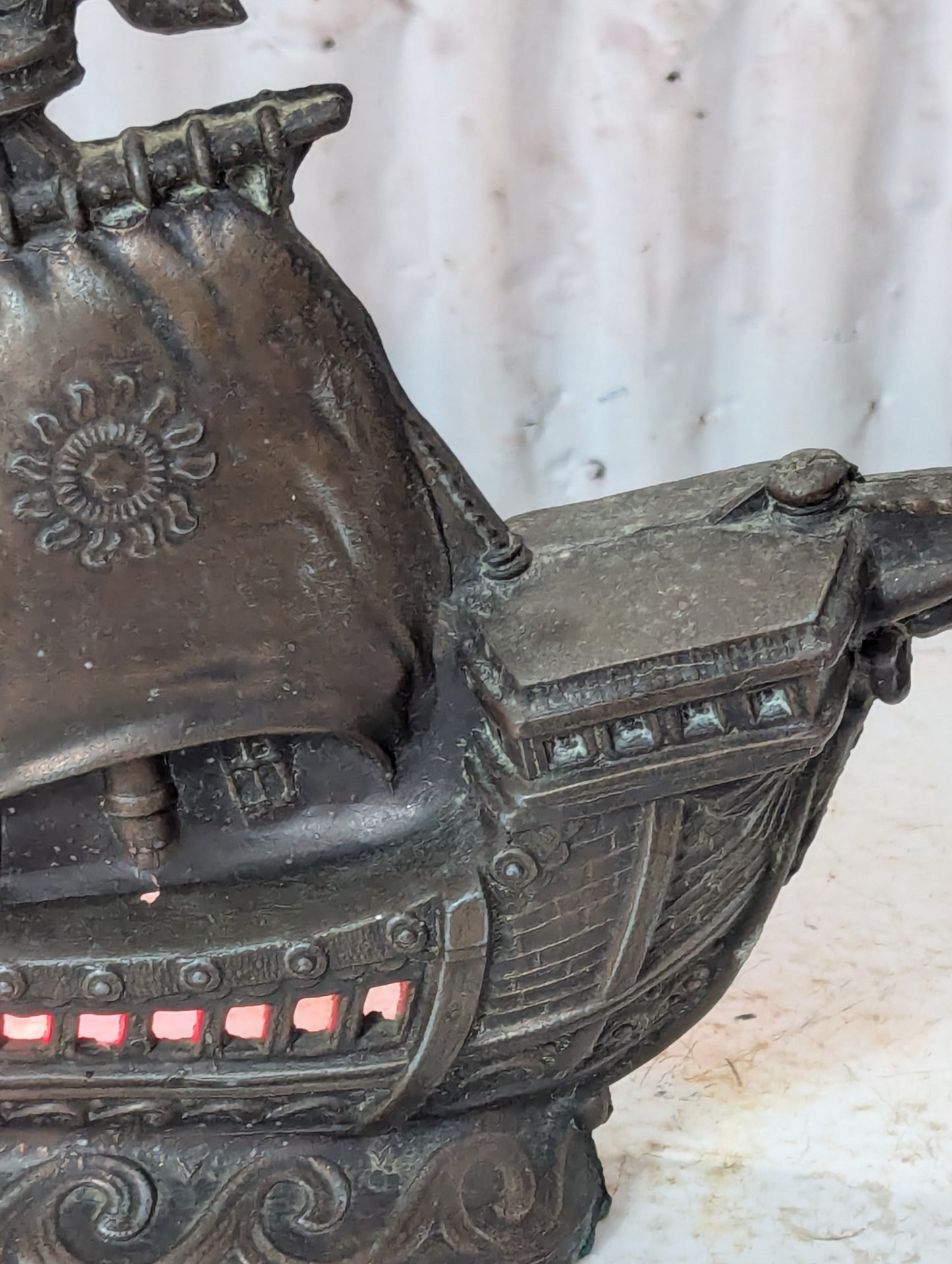 Vintage Cast Aluminum Sailing Ship Lamp
