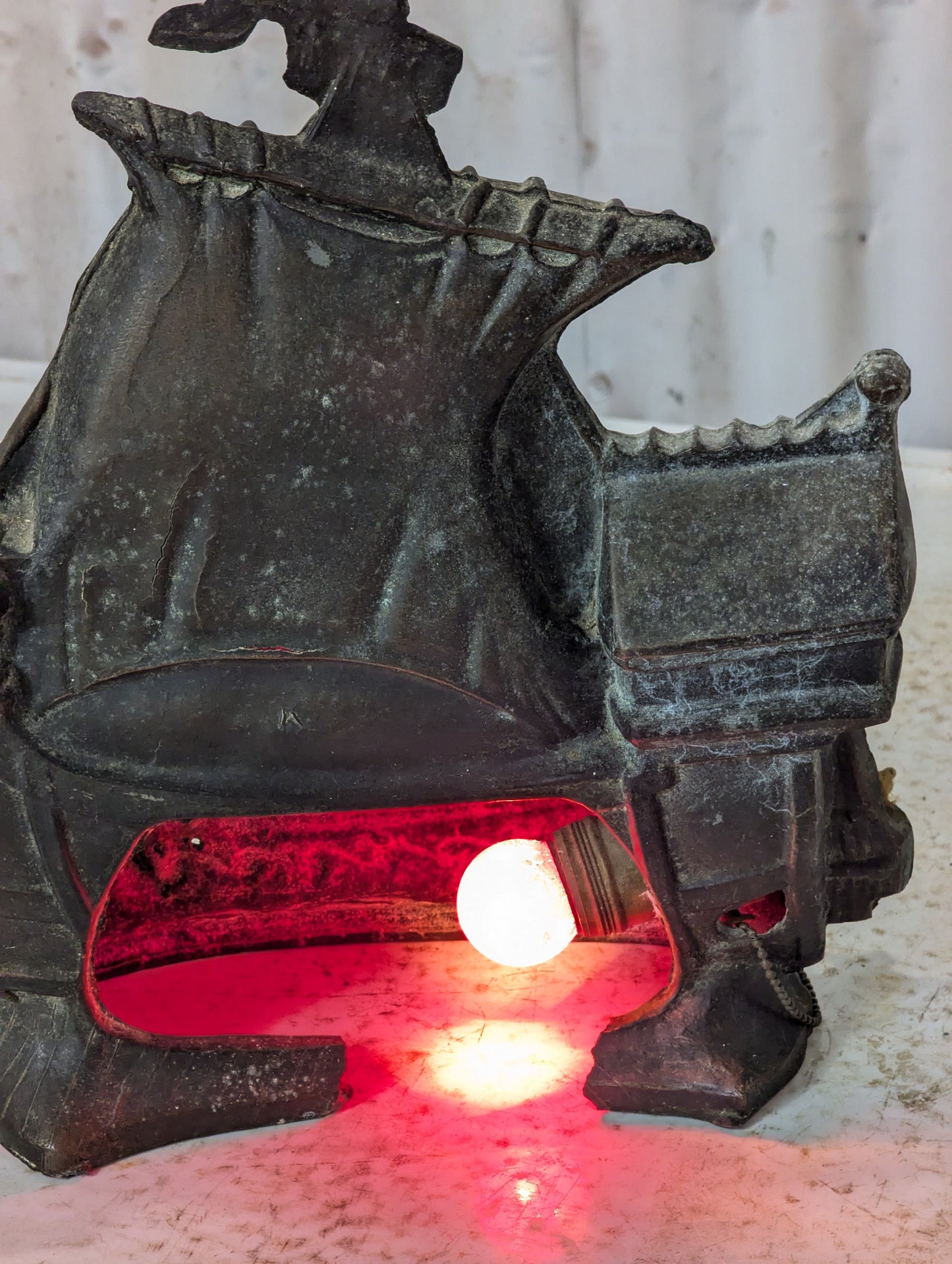 Vintage Cast Aluminum Sailing Ship Lamp