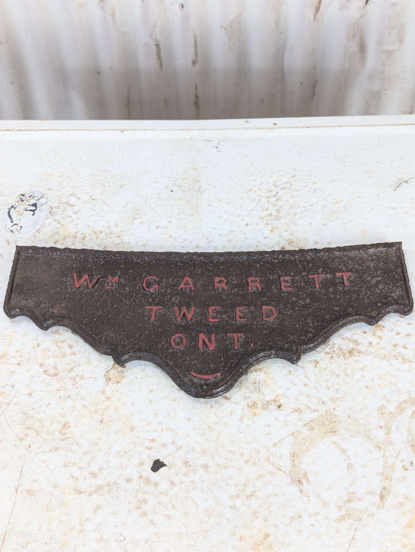 Vintage Cast Iron Wm Garrett Tweed Sign
