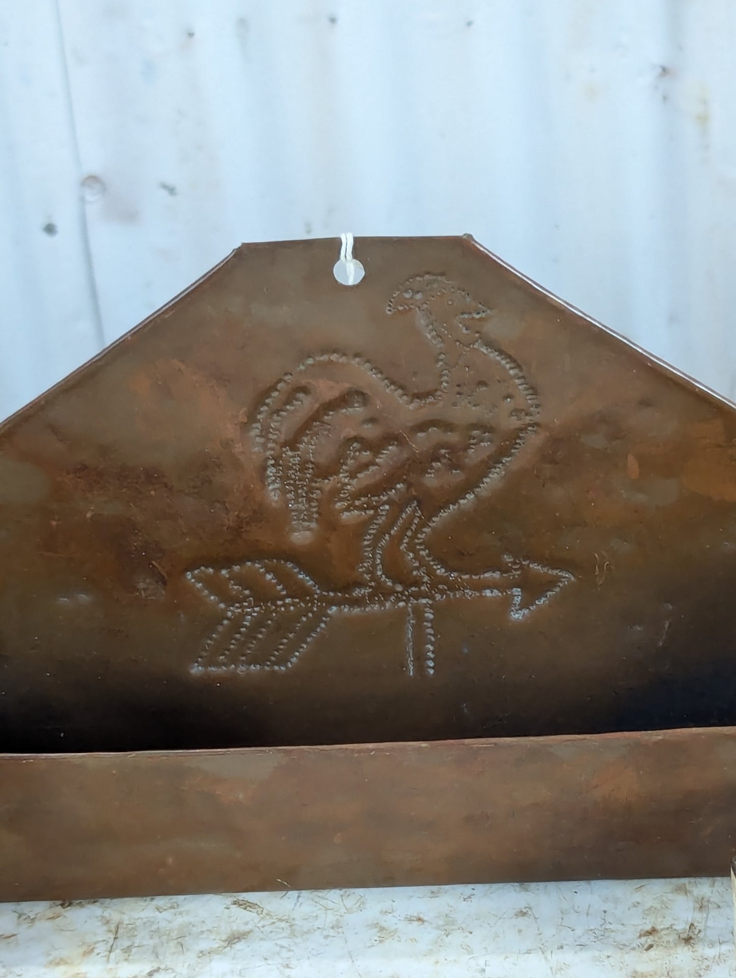 Vintage Hammered Copper Match Holder