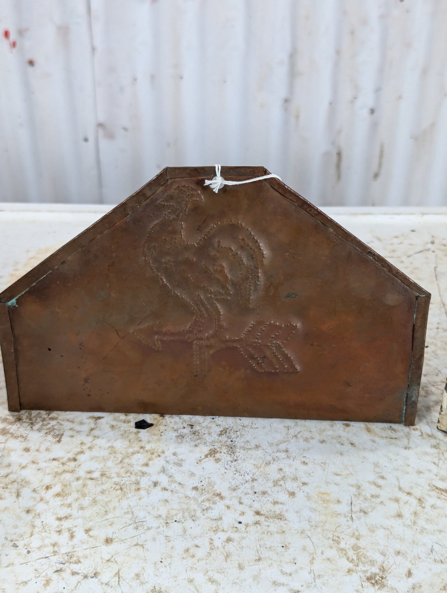Vintage Hammered Copper Match Holder