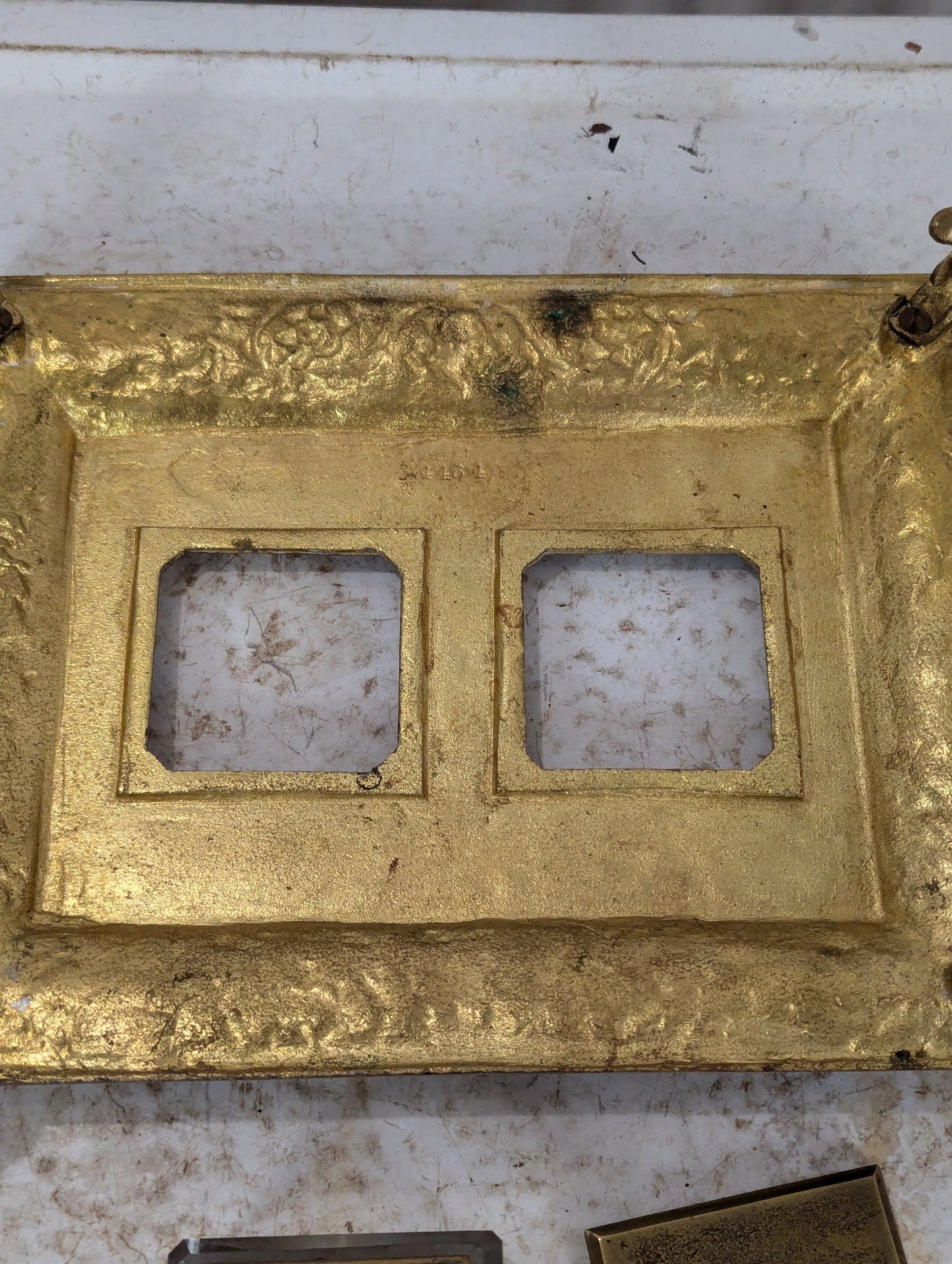 19th Century Antique Guided Brass Pen Tray