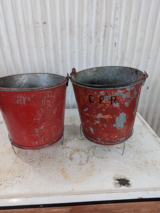Vintage CNR / CPR Fire Buckets with Wire Holders