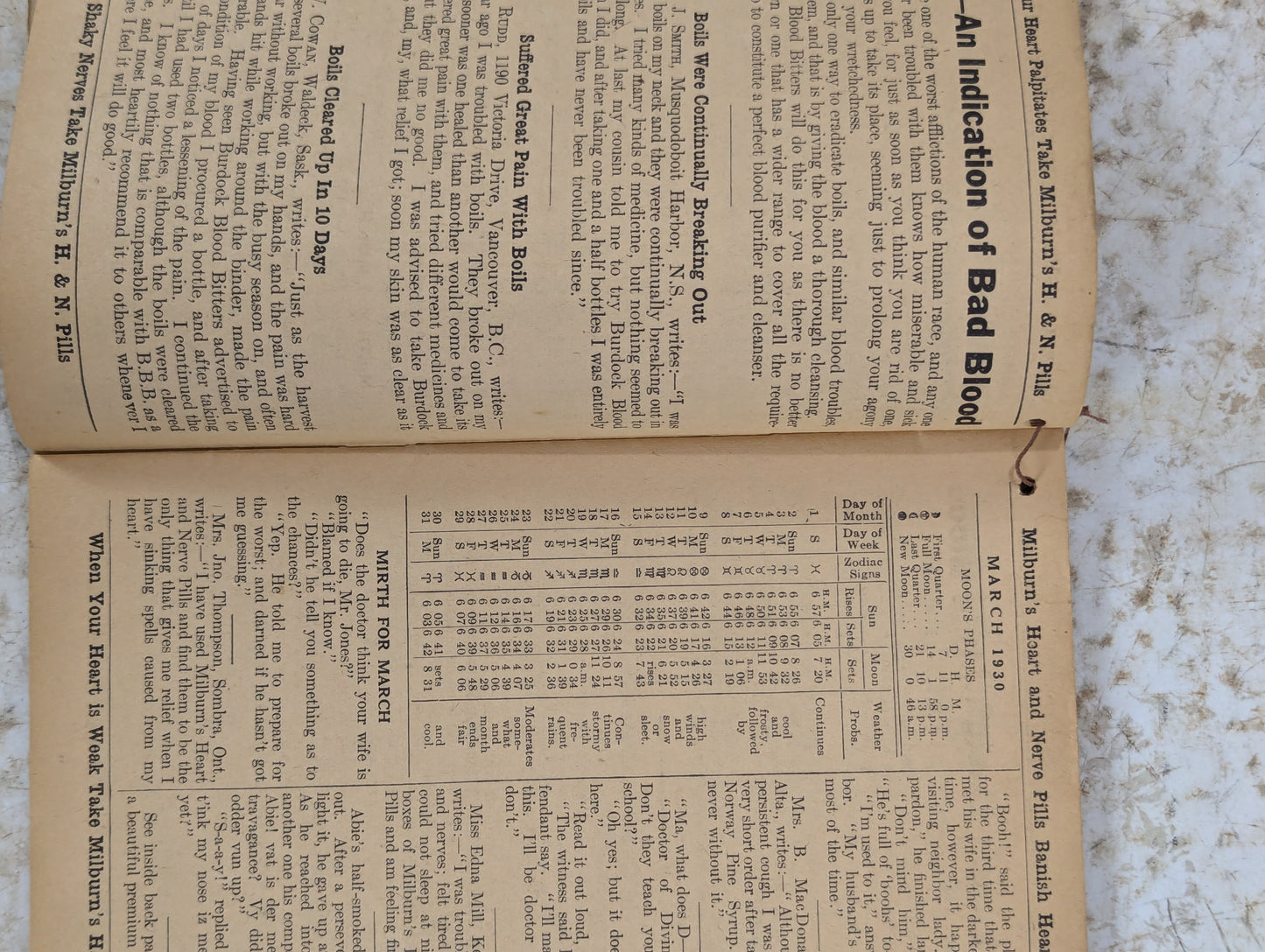 1930 Burdock Blood Bitters Almanac- Key to Health