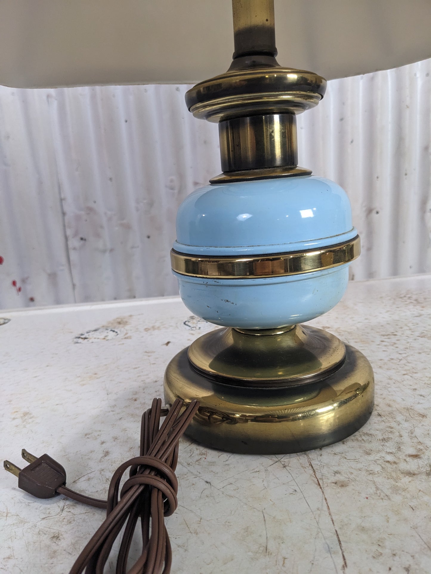 Vintage Brass/CeramicTable Lamps with Shades
